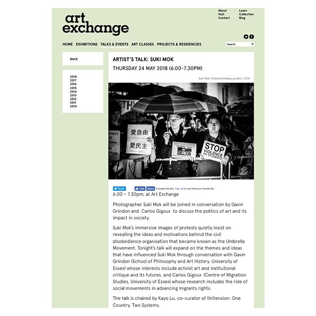 The fine people at the University of Essex are exhibiting a few of my photos along with other photographers and artists.
I have a talk tomorrow about the work, where I will duly make a complete tit of myself. #exhibition #photography #photographyexhibition #photojournalism #umbrellamovement #activism #qanda