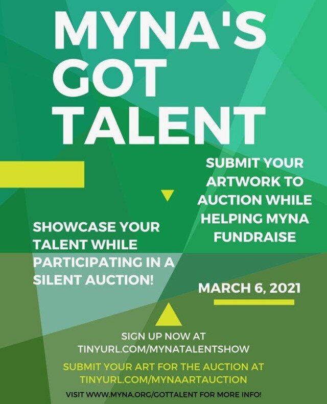 Calling out all artists! Have you ever have a piece of art that you wanted to showcase but never got the chance? well March 6th is your lucky day! Submit any artwork you have and it will be entered into an auction to help fundraise for MYNA. Share yo