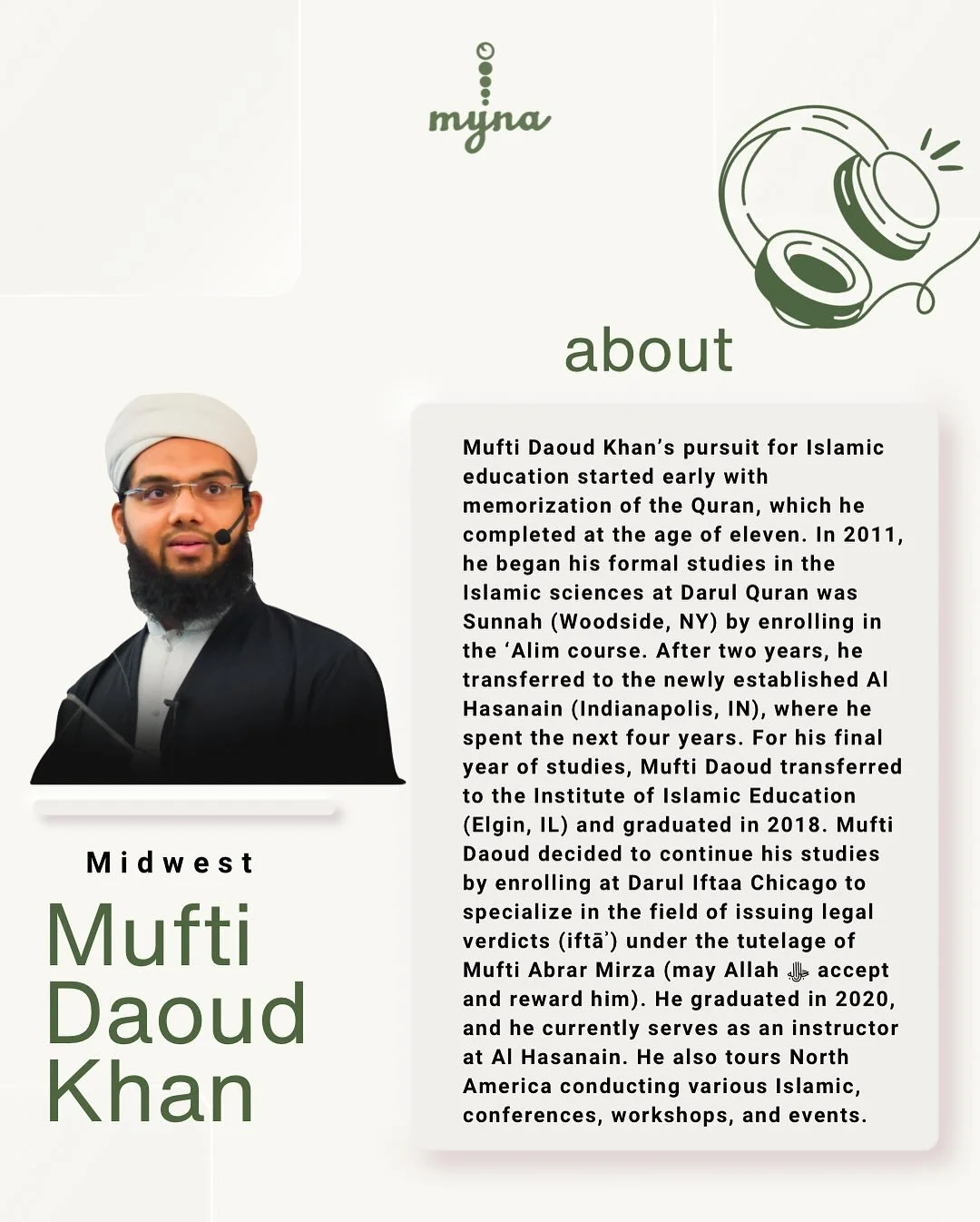 Midwest Speaker Announcement 📣🗣️

We&rsquo;re beyond excited to welcome Mufti Daud Khan, Ustadh Umair Lasania, and Imam Ahmed Alamine to our speaker lineup! 🙌

From deep dives into the Quran to real talk that touches the heart these sessions are a