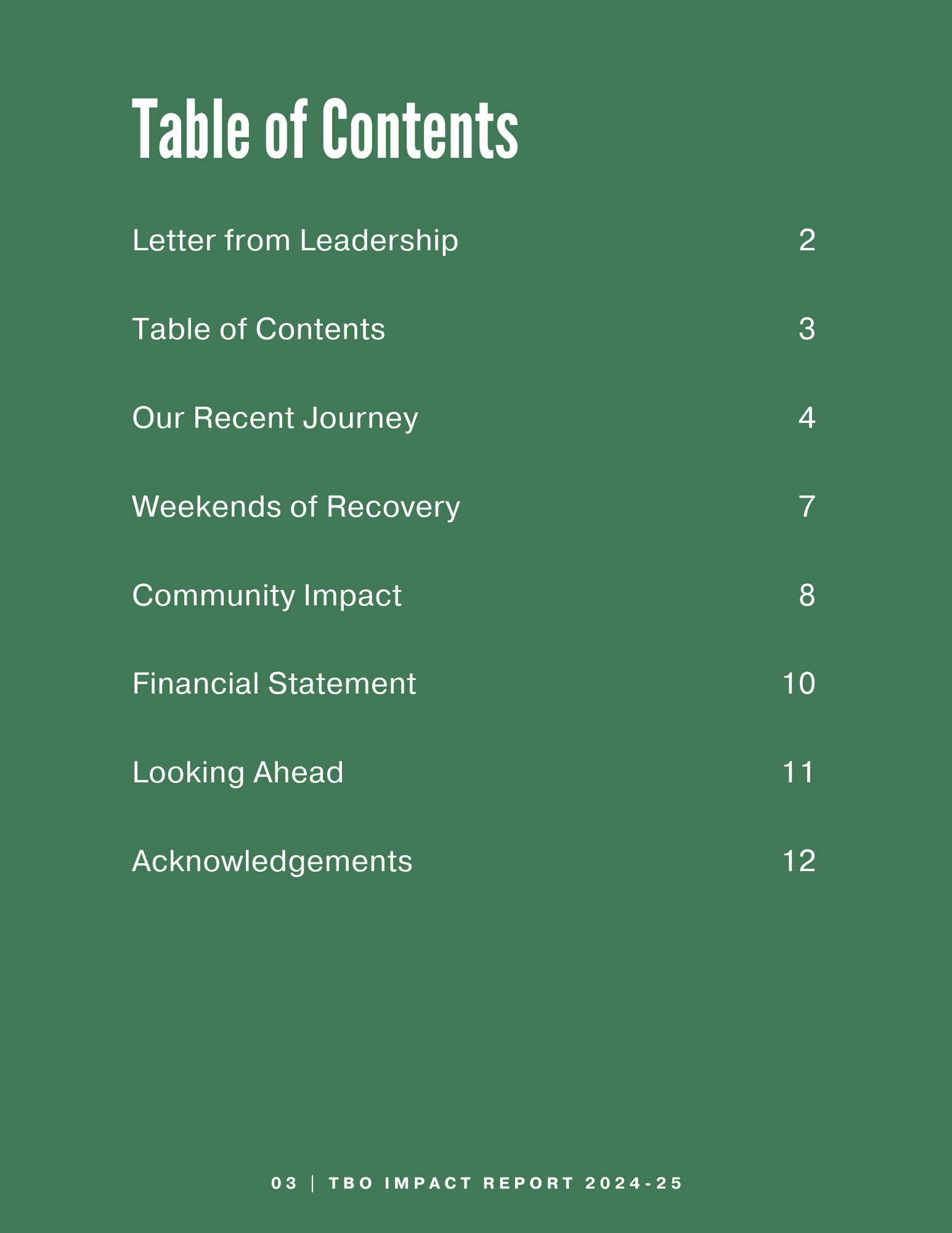 Table of Contents
