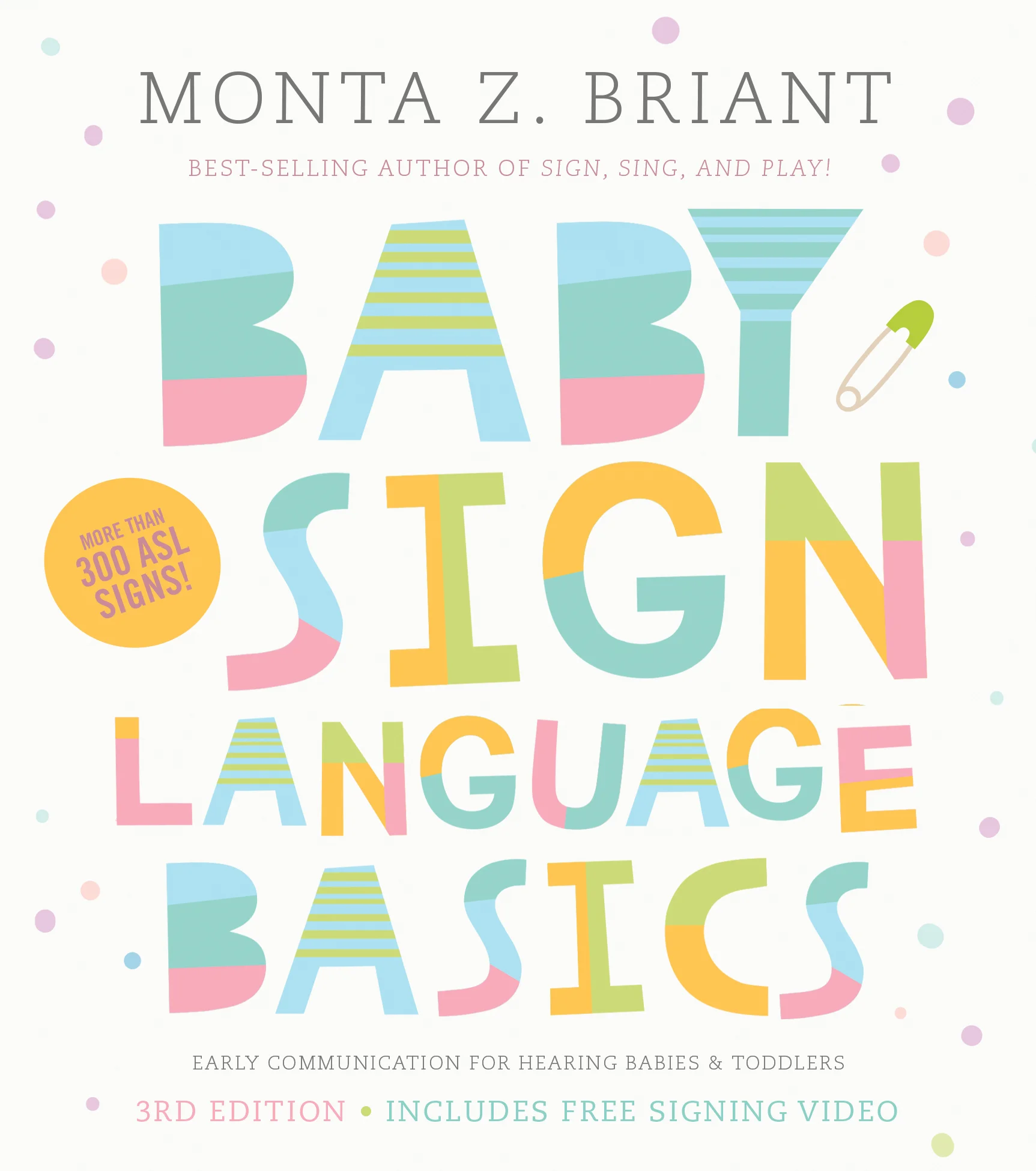 Cover of book, Baby Sign Language Basics by Monta Z Briant. Parents attending San Diego’s Baby Sign Language Basics class receive the best-selling book with streaming video of over 300 signs!