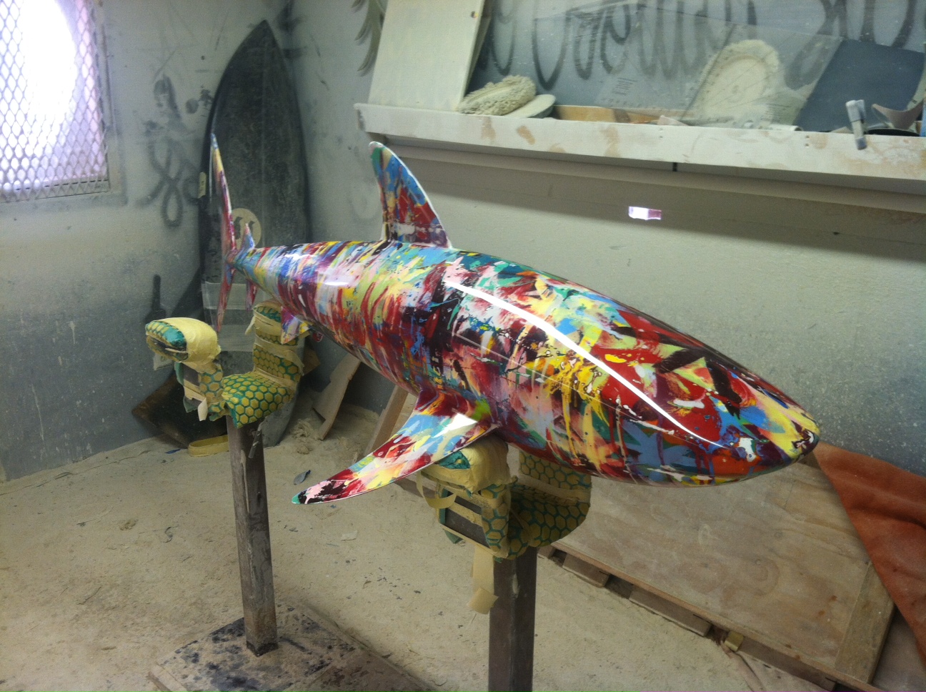 shark on sanding racks.JPG