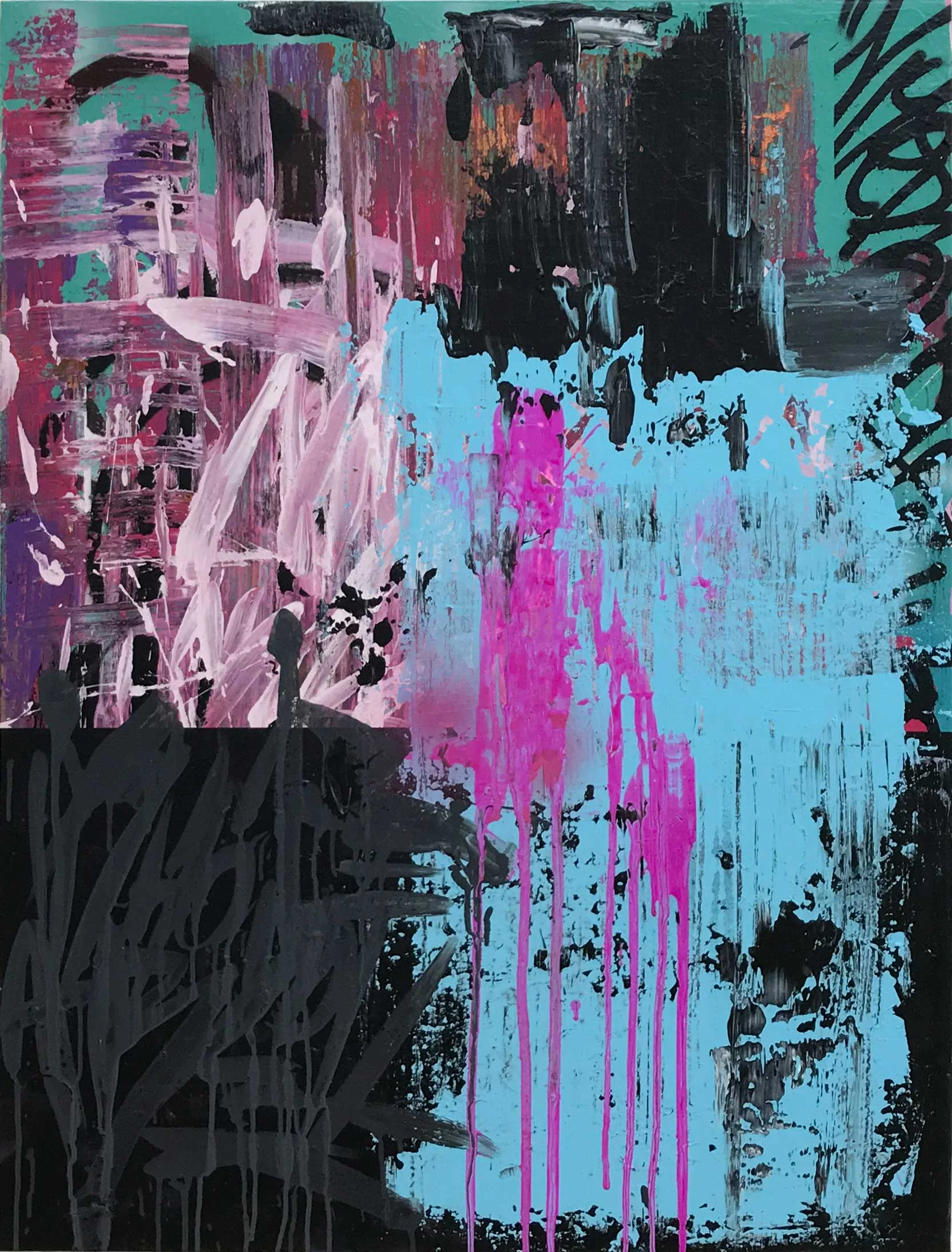 TurnStyle - Acrylic and spray paint on canvas - 36 x 48