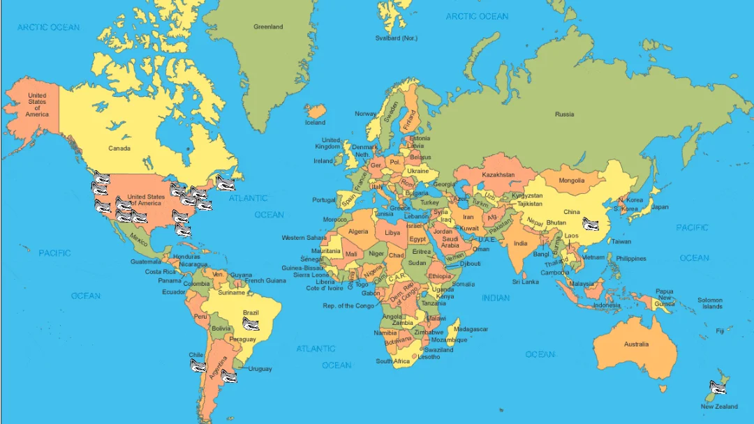 United States: Washington; California; Oregon; Michigan; New York; Florida; Georgia; Arizona; New Mexico; Pennsylvania; Massachusetts; Utah International: Canada (Nova Scotia); China; Chile; Argentina; Brazil; New Zealand *Image Courtesy of Able Editions