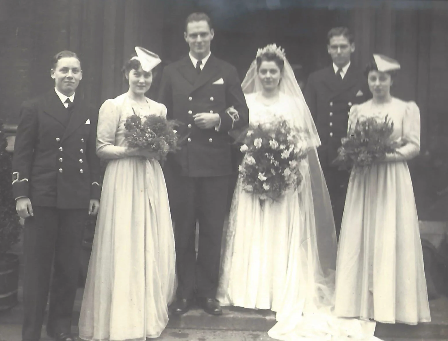 Irene and Mac on their wedding day, 17 January 1942. No known copyright restrictions.