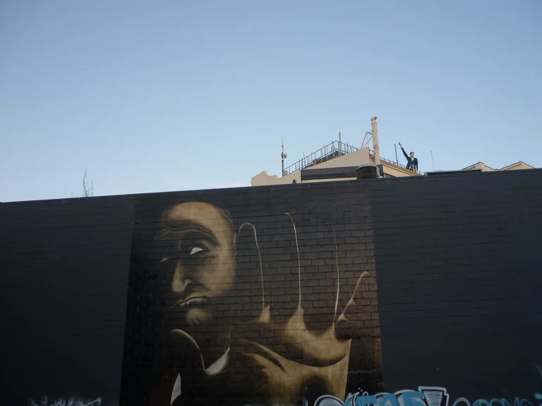 Tony Fomison's painting  No! &nbsp;on High St as part of the Christchurch Art Gallery's Outer Spaces programme (mural by anonymous street copy artist). The photograph   Outer Spaces Tony Fomison's No! &nbsp;by Sue C olyer is licensed with a  Creative Commons BY-NC-SA &nbsp;Copyright Licence.&nbsp;