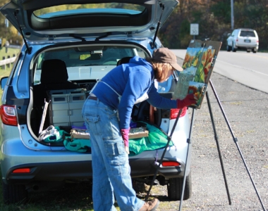 Painting roadside at Durand Eastman Park