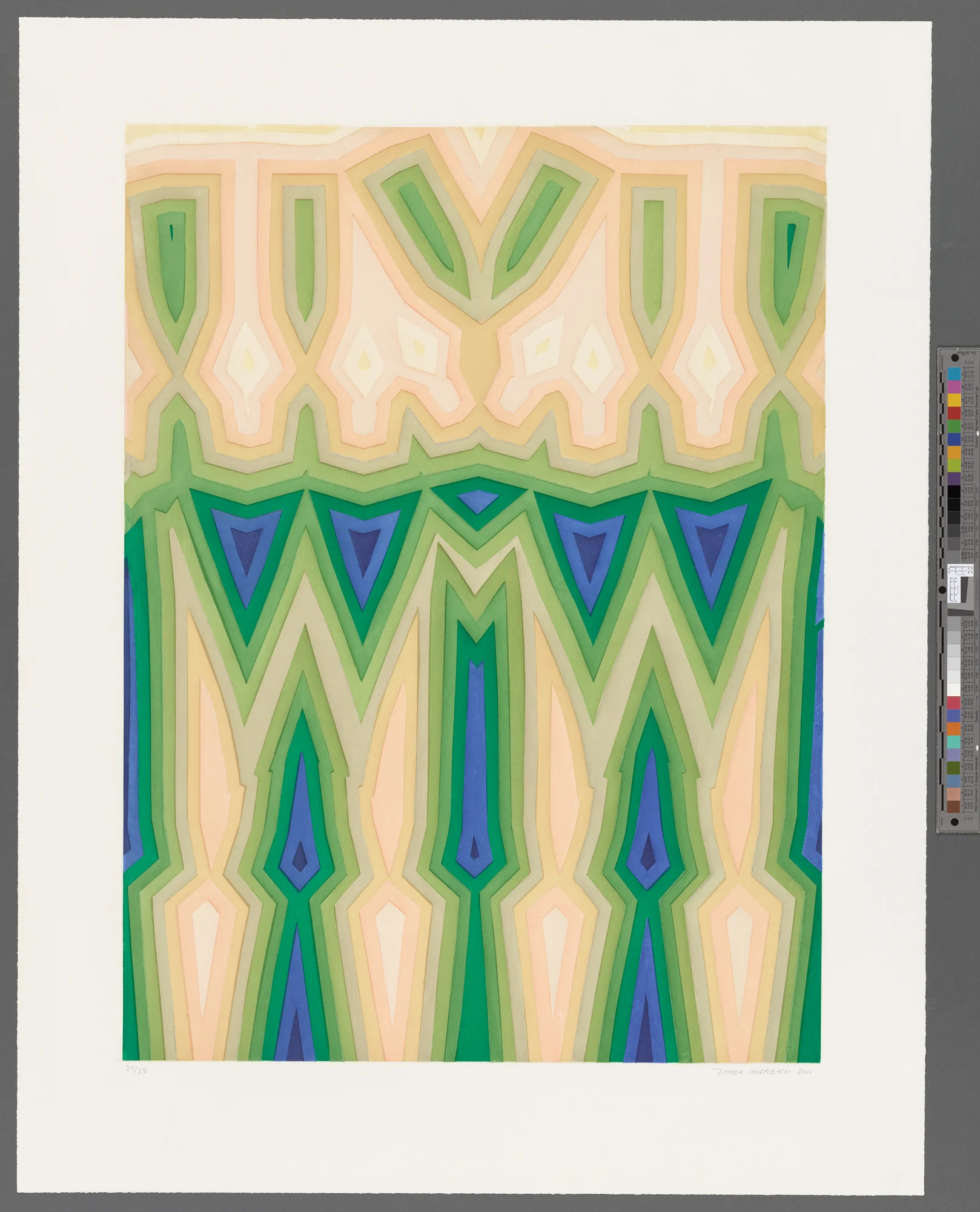 "Fold/Slice Topo II", color lithograph by Tauba Auerbach