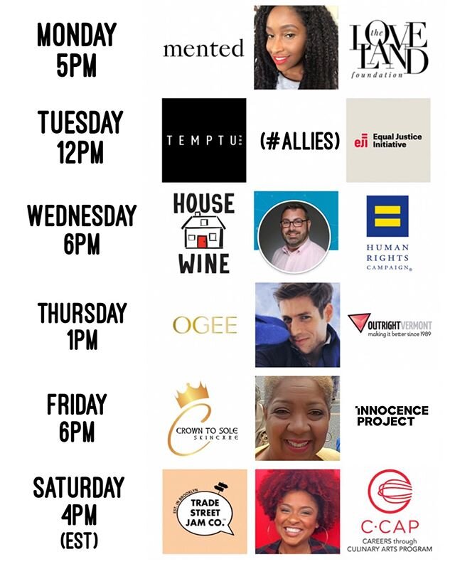 Thank you so much for helping me bring attention to some awesome Black and/or LGBTQ owned small businesses via Instagram Live. Plus, we&rsquo;ve raised $1,500 for charity! This week, I have the busiest lineup yet. I am so excited to connect with thes