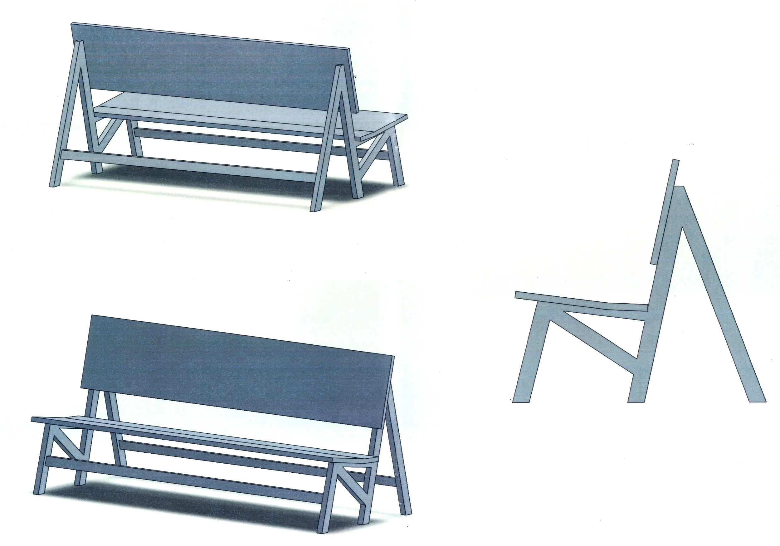 Long Bench Concept Rendering