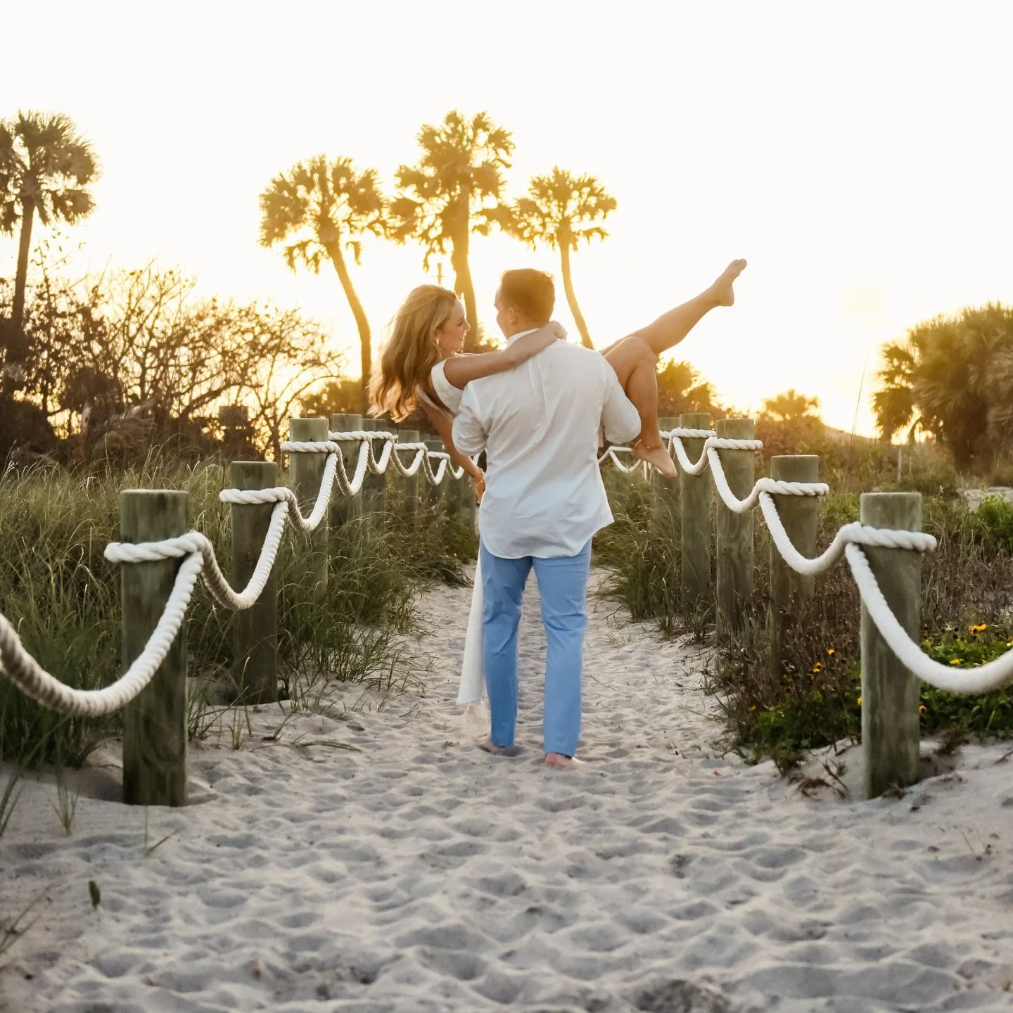 Cocoa Beach golden hour + newly engaged couple = pure magic 💛✨💍💓