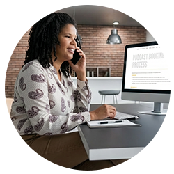A booking coordinator managing calendar scheduling and time-zone logistics for an international corporate podcast guest tour.