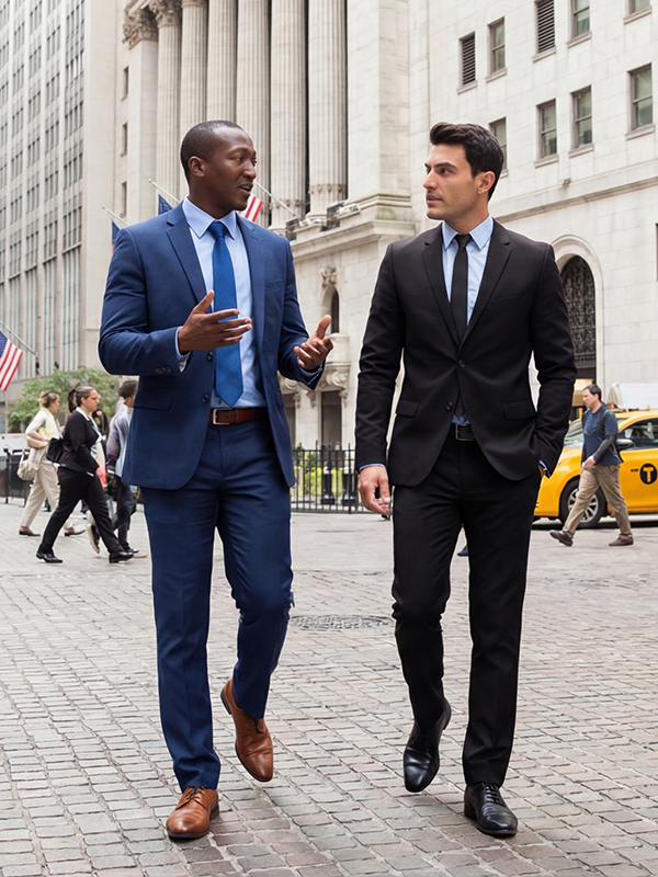An executive successfully closing a business deal with a corporate client, demonstrating the commercial income generated from a strategic podcast tour.