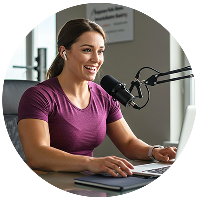 A gym owner talks on a podcast about heath and fitness goals, booked by the expertbookers