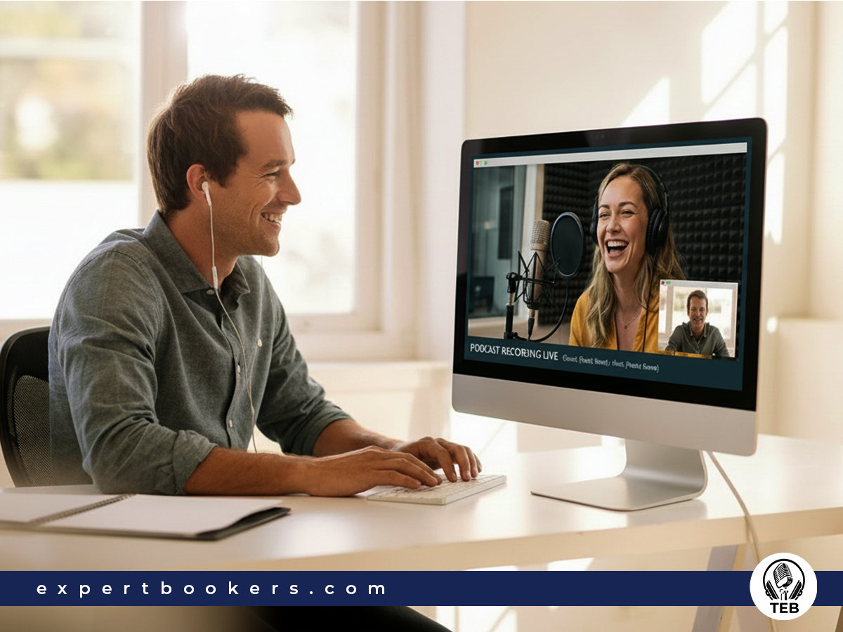 Expert guest being interviewed on a professional 2026 YouTube podcast set.