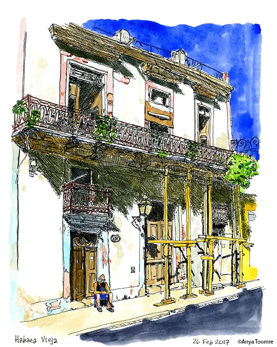 A Man Sitting in Front of His House, Havana Vieja
