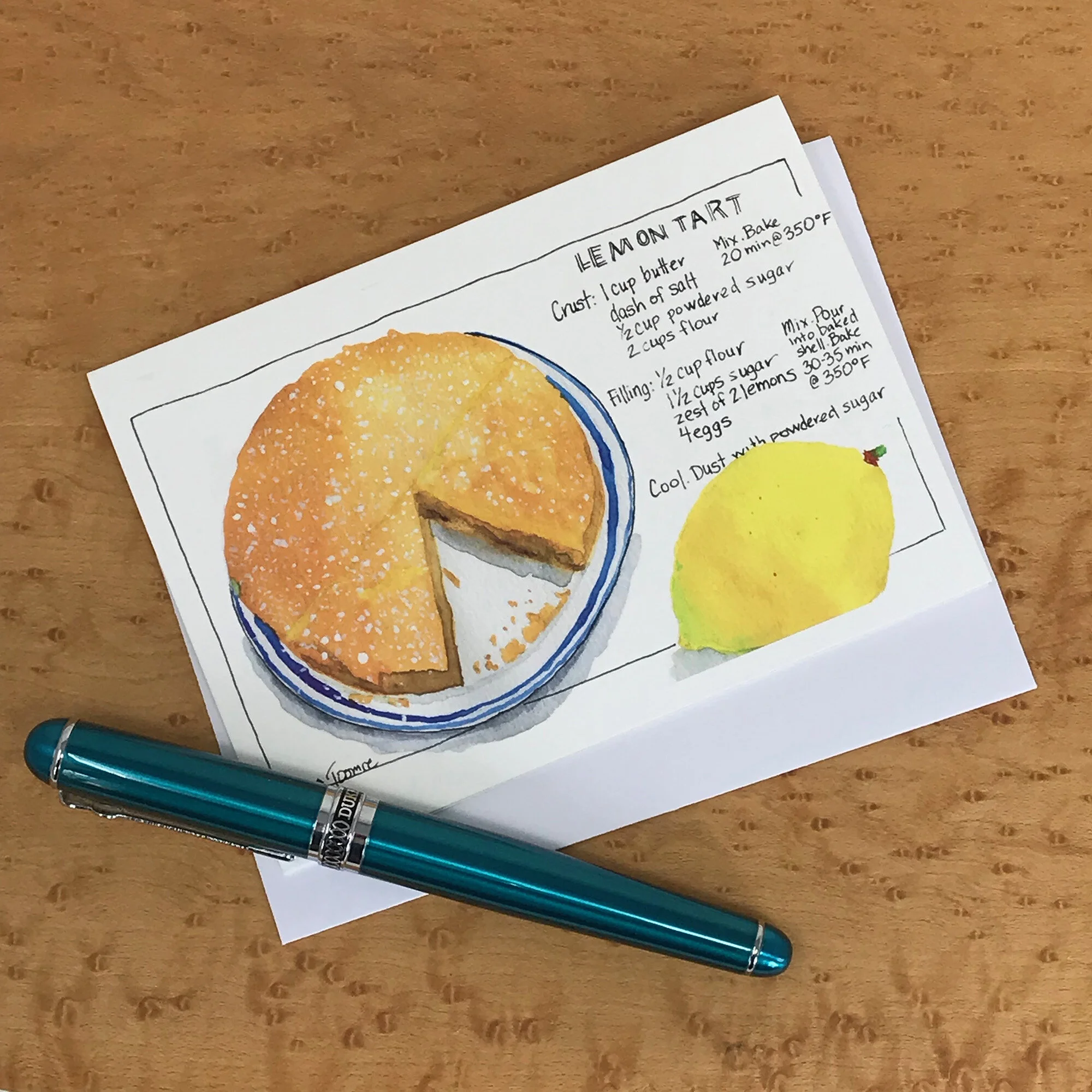 Small Lemon Tart Recipe Blank Notecard
