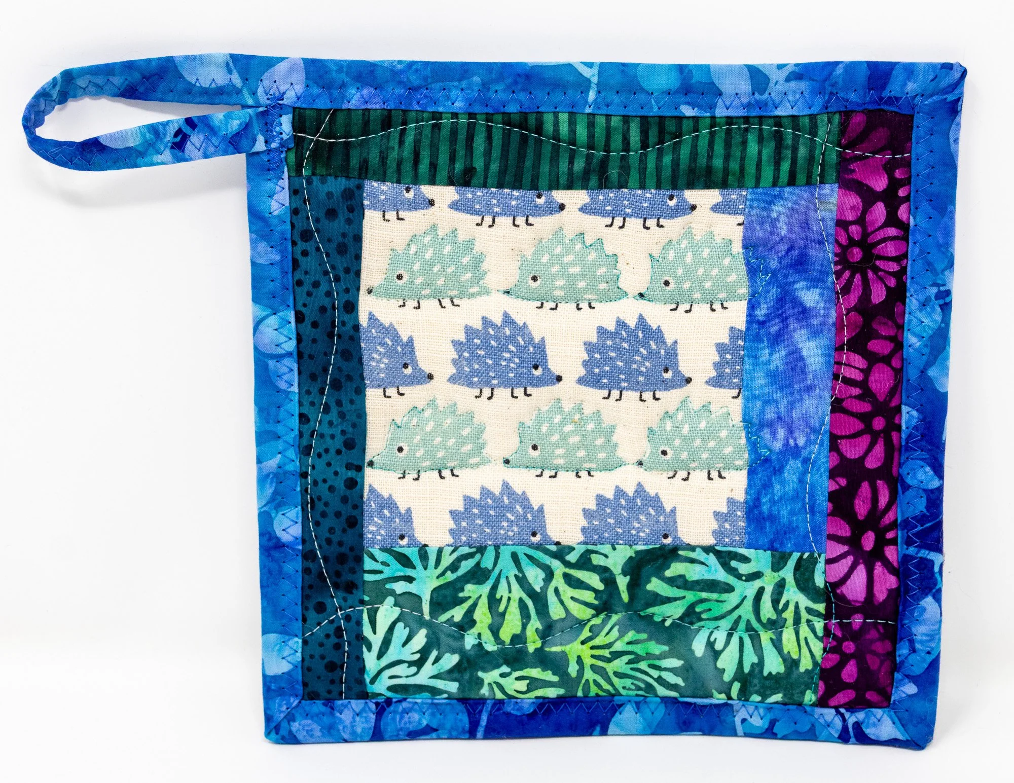 Blue and Teal Hedgehogs Potholder, #1