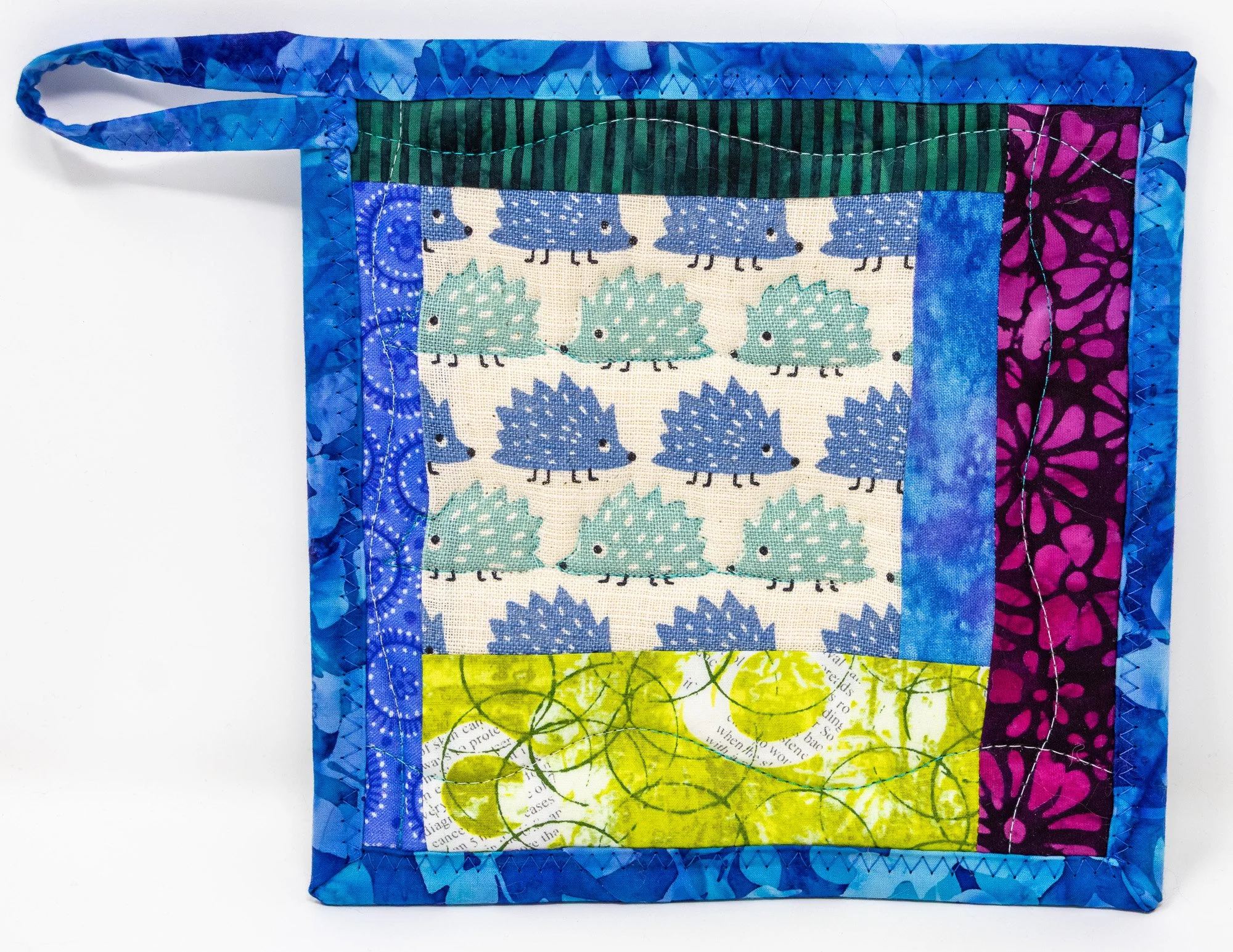Blue and Teal Hedgehogs Potholder, #2