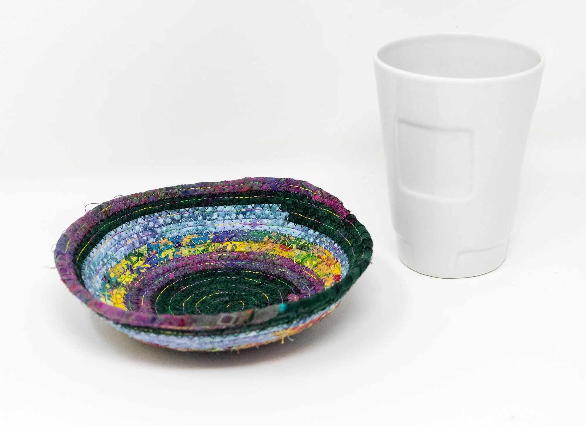 Dark Green, Blue, Multicolored and Purple Coiled Bowl