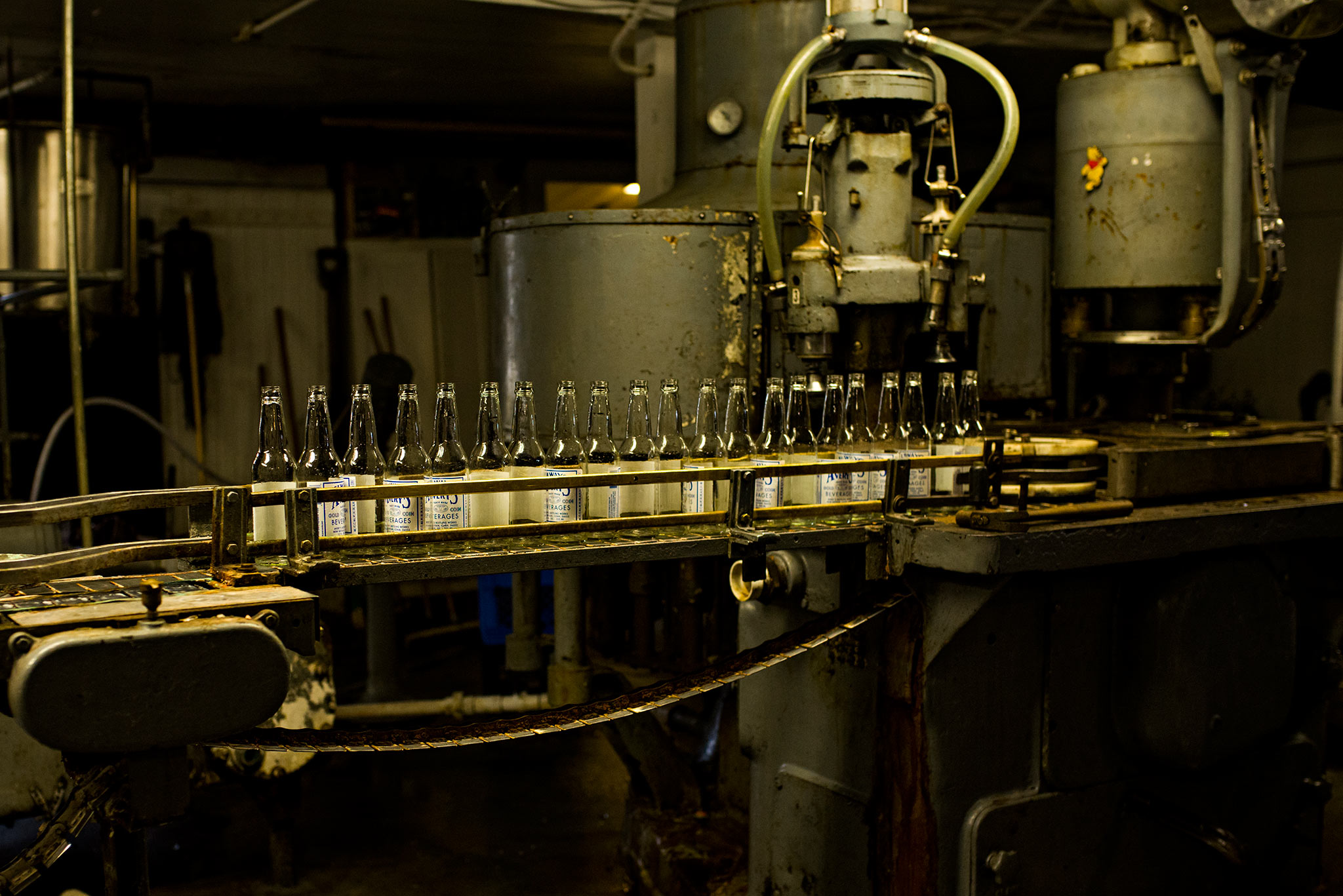 bottles getting ready to be filled with water averys soda new britain connecticut photography