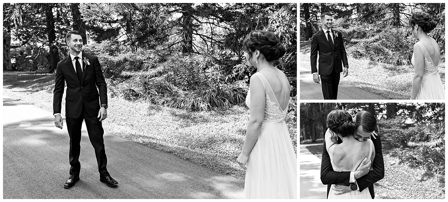 Connecticut Bride and Groom first look photography at Topsmead State Forest.