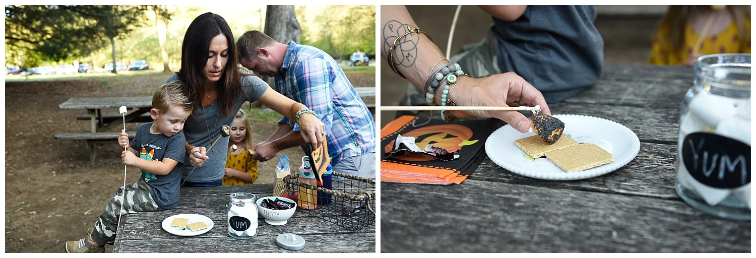 making smores with mom and dad new canaan, ct family photography