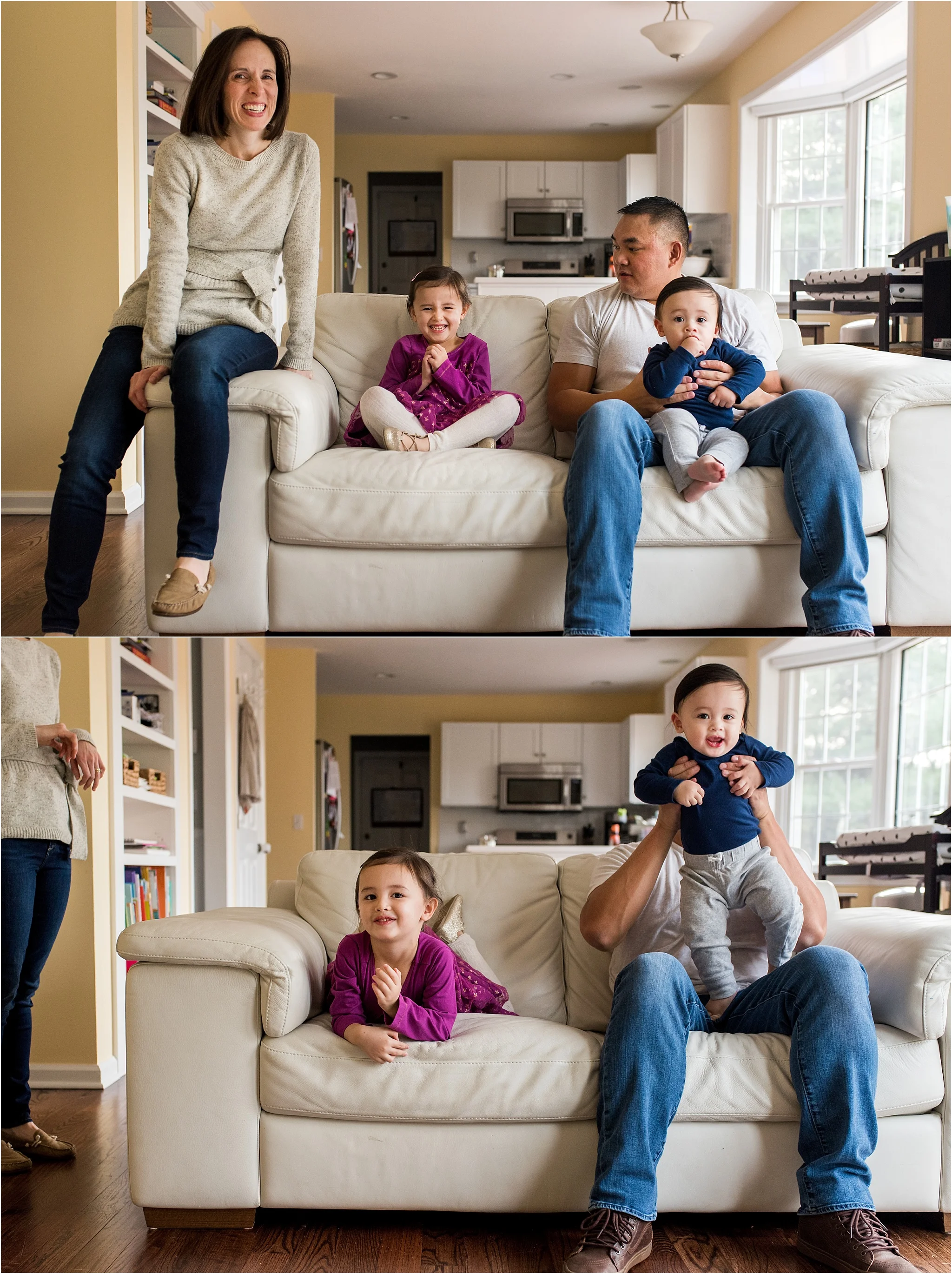 brother and sister in living room in home baby photographer middletown, ct
