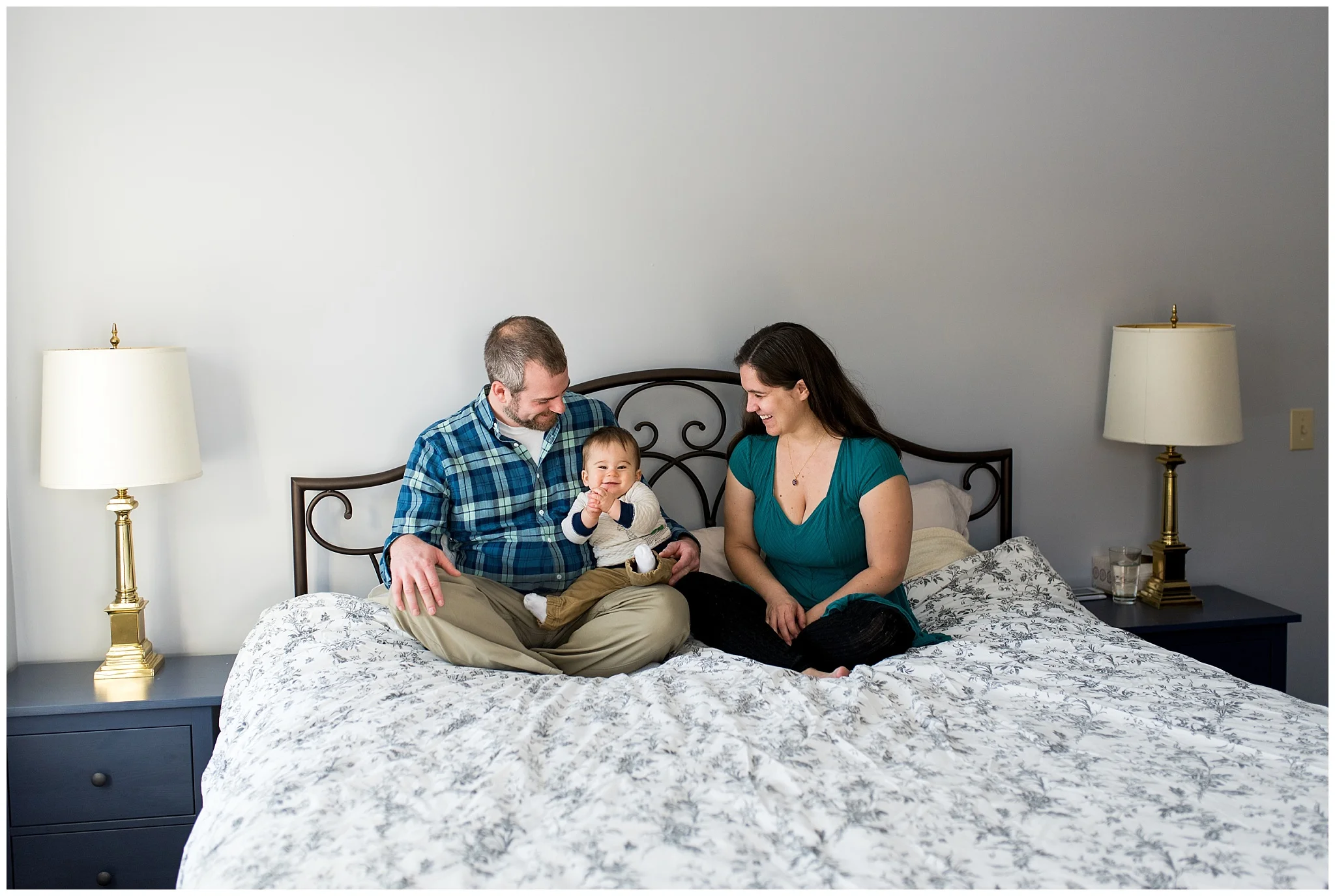 connecticut baby photography on mom and dads bed