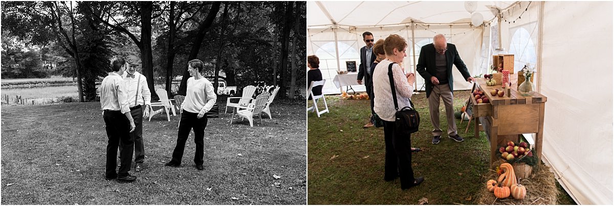 family and friends in small backyard wedding