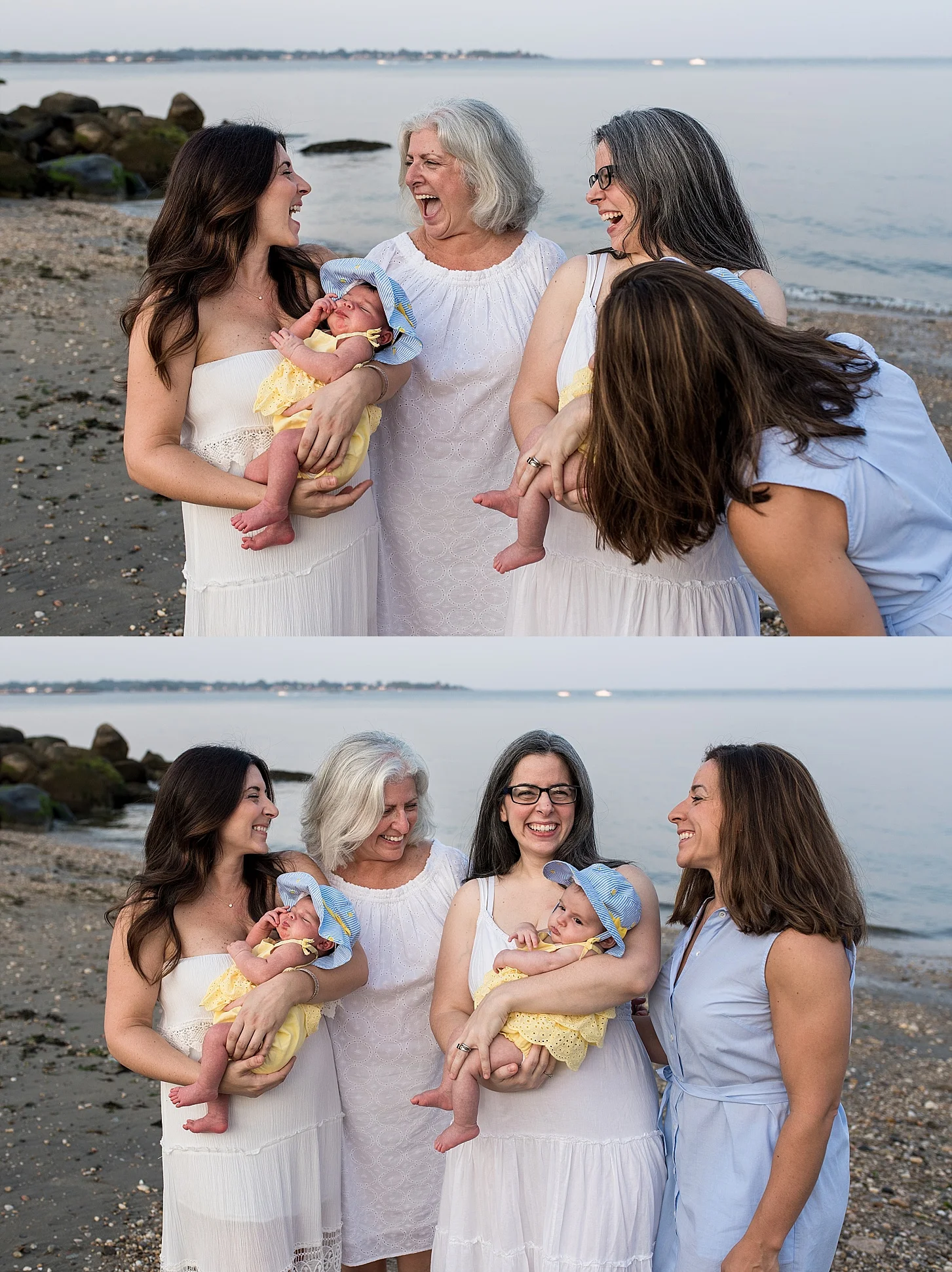 sisters with mother during extended family photography in connecticut