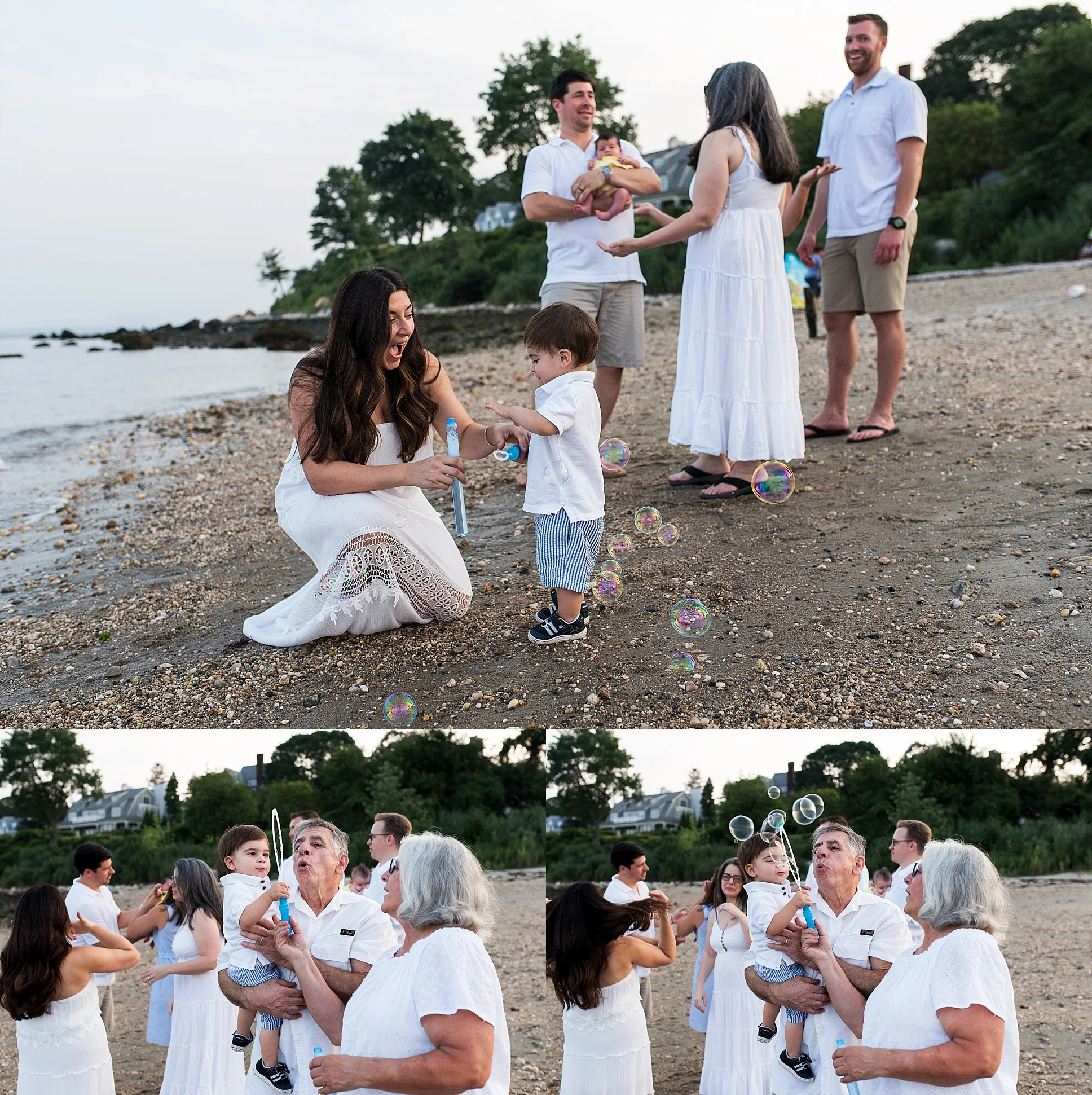 extended family photography session on the beach in ct