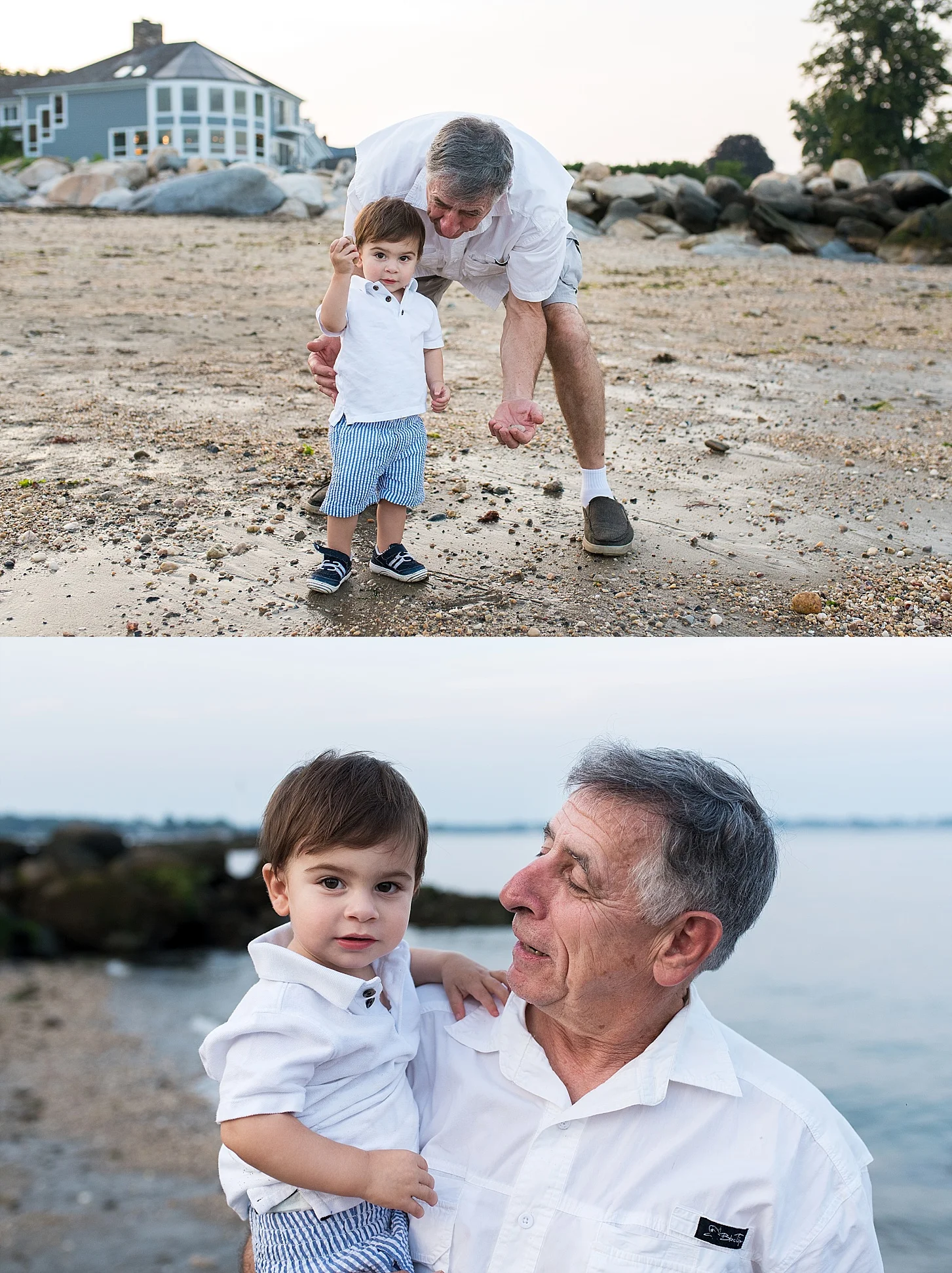 grandpa and grandson during extended family session in connecticut