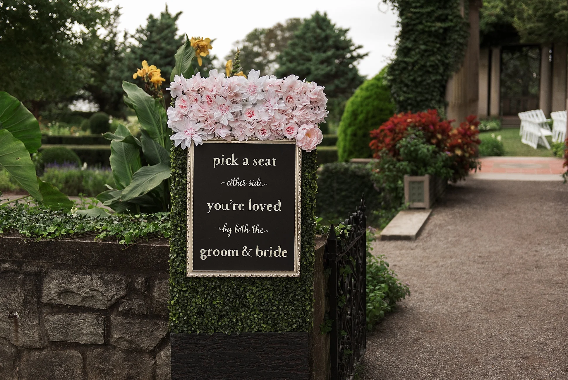 wedding ceremony sign at Eolia Mansion. connecticut wedding photographer