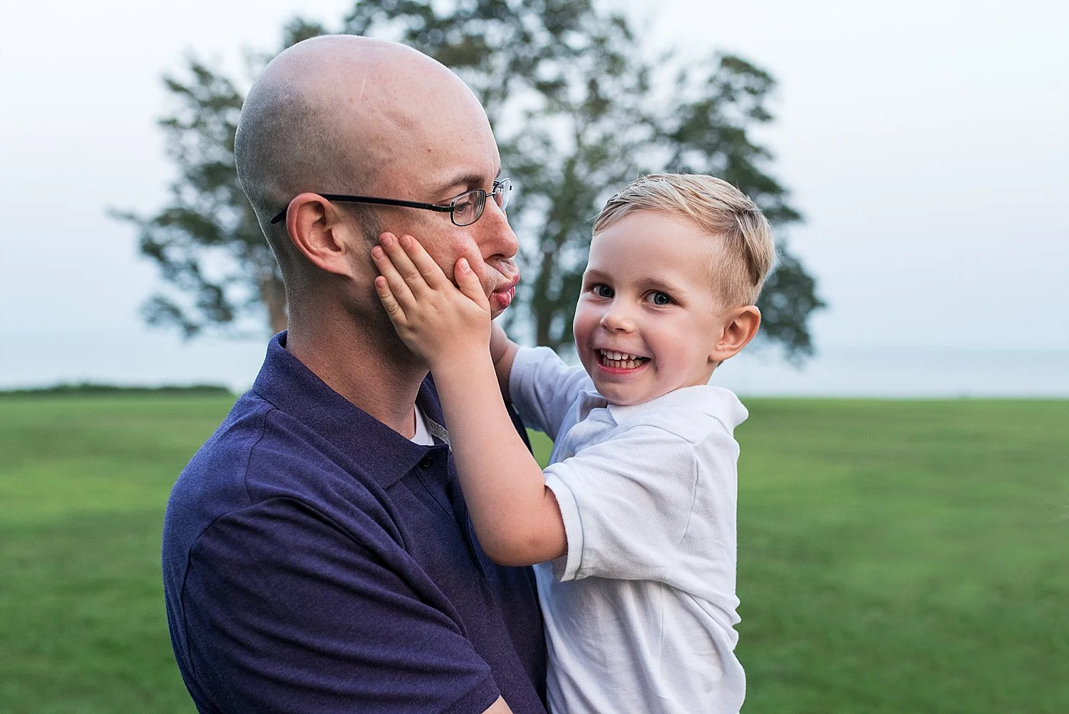 Dad and son being silly during Family photography in Connecticut