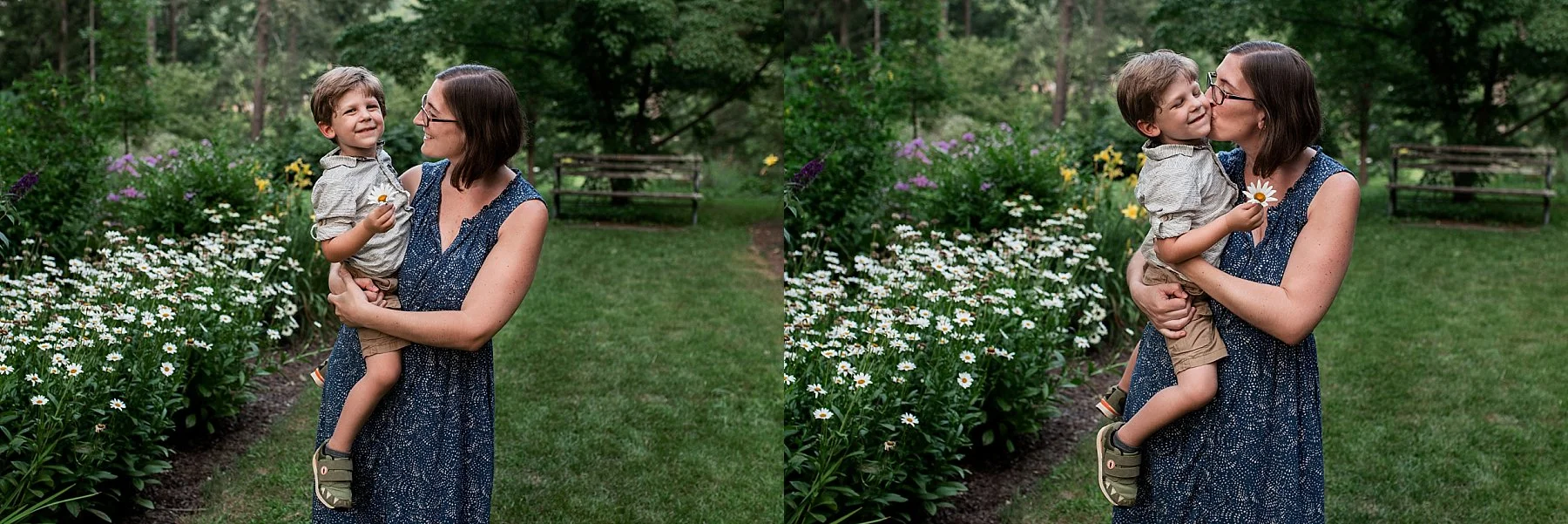 mother in son in garden in new haven, CT