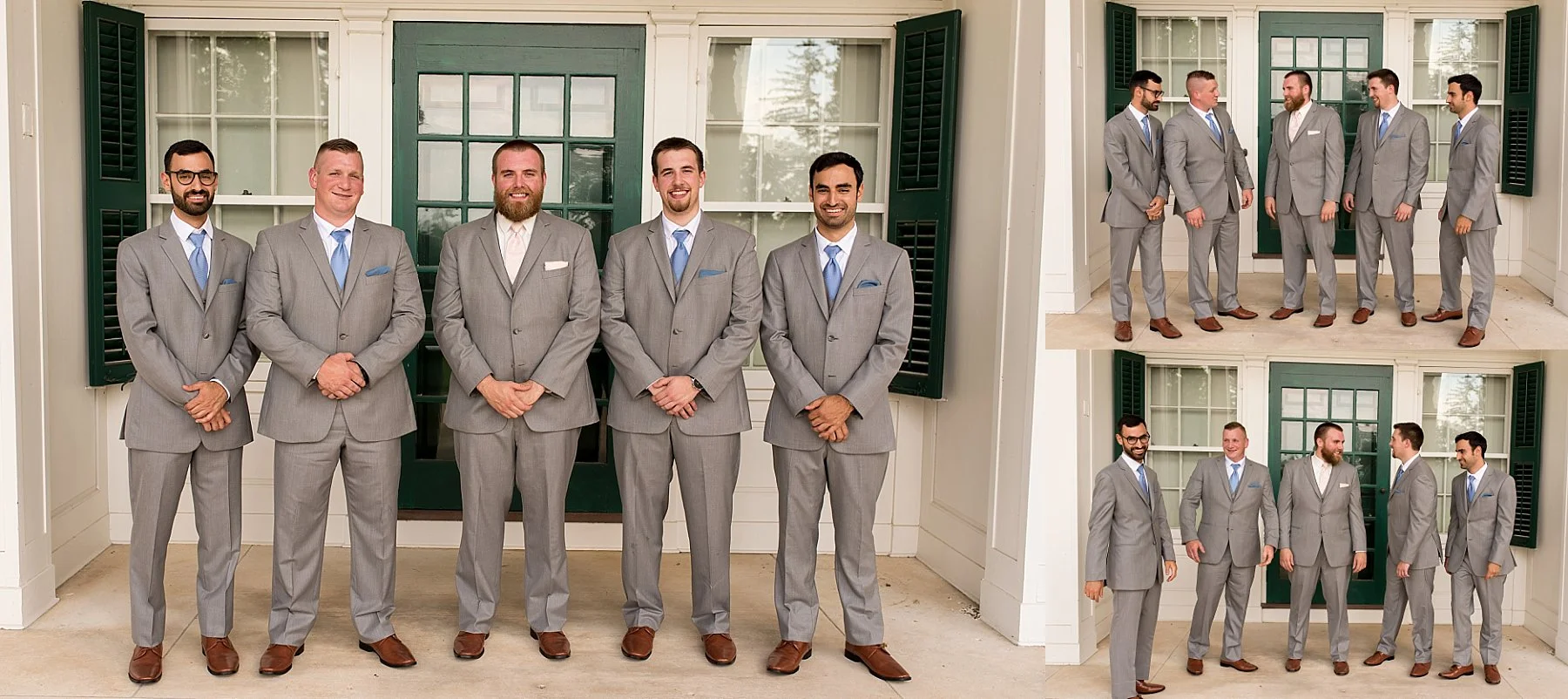 Groom and groomsmen getting ready on wedding day in Connecticut