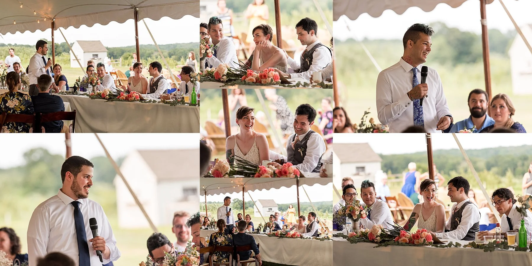 wedding day speeches at March Farms in Bethlehem CT