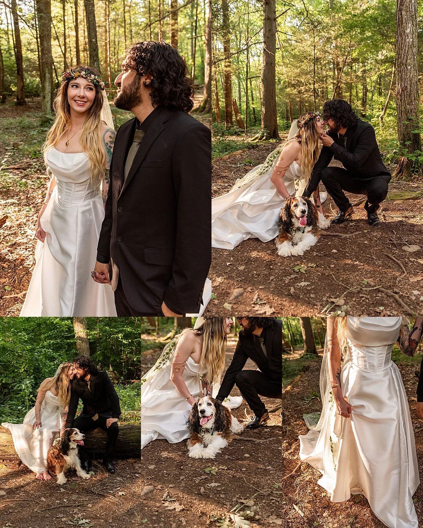 Woodland elopement ideas featuring a couple sharing a quiet thermos of coffee together on a trail.