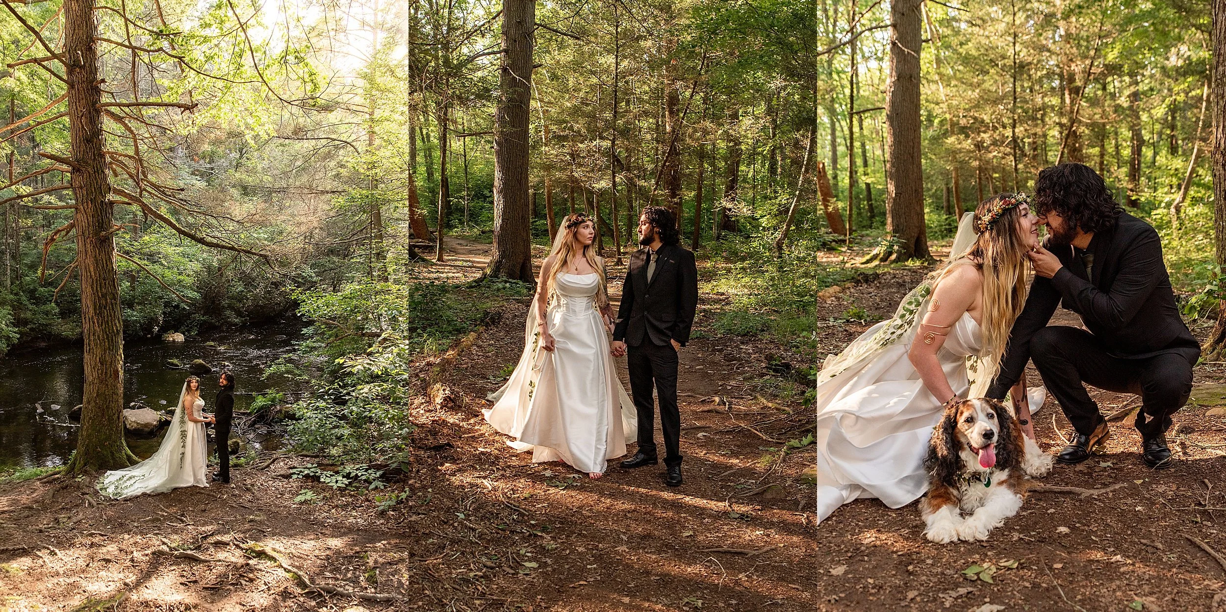 Connecticut elopement photographer documenting elopements and intimate wedding days in New England featuring an elopement ceremony in the woods