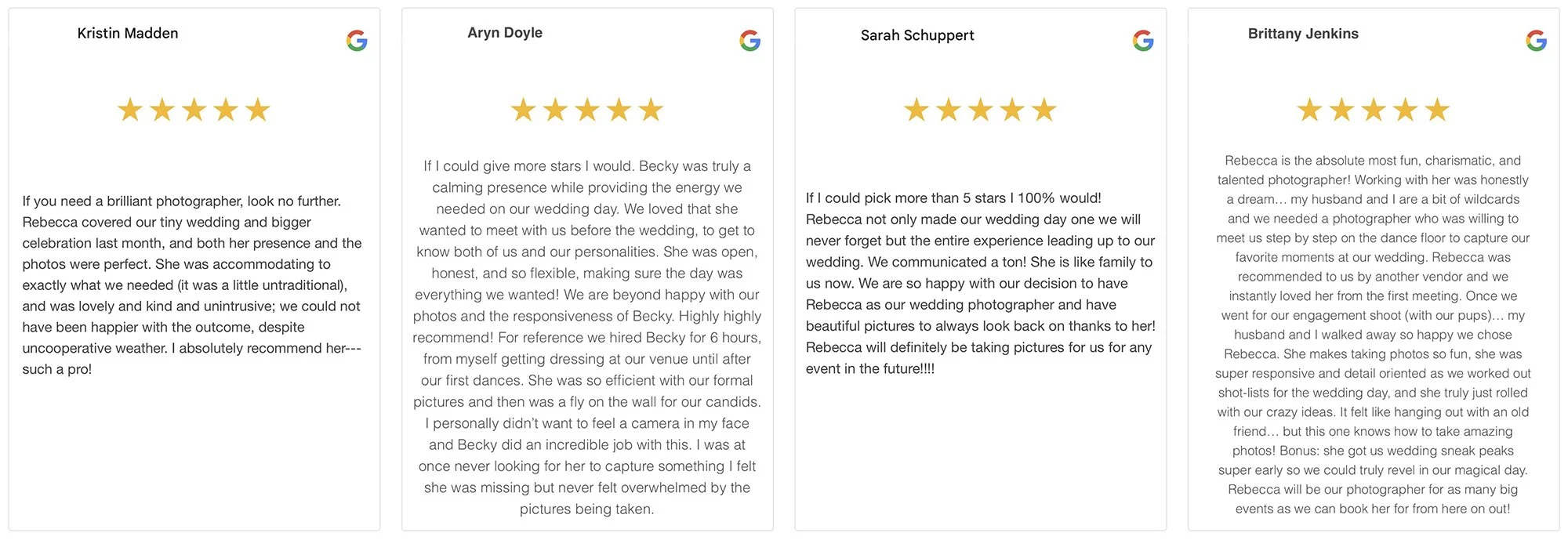 Connecticut wedding photographer with 5 star reviews stating Rebecca Lynne Photography captures untraditional wedding while being kind, flexible, reliable. Rebecca is like family now. She made taking pictures so much fun and they are so happy.