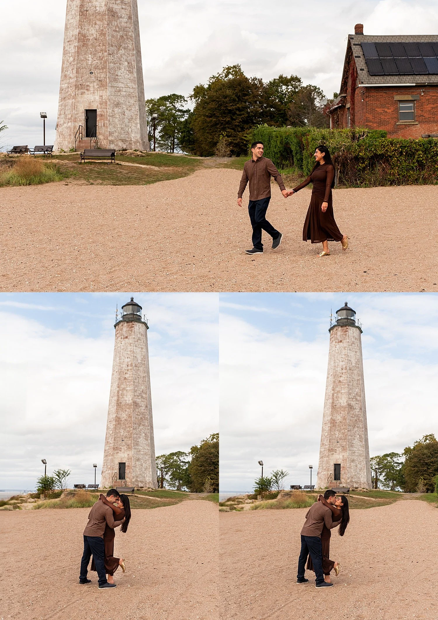 proposal in front of lighthouse in New Haven photography