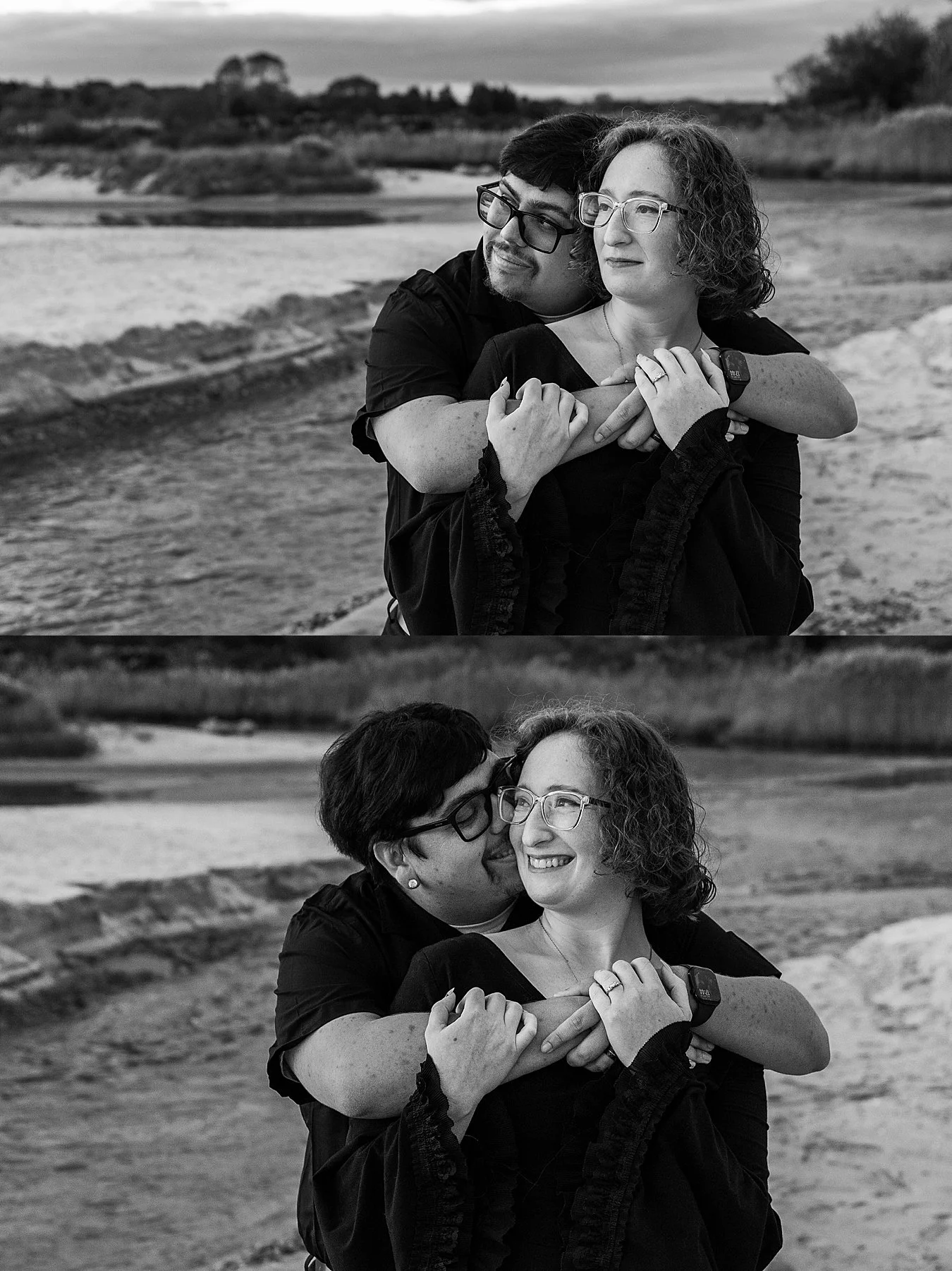 sunset engagement photography at the beach in Connecticut