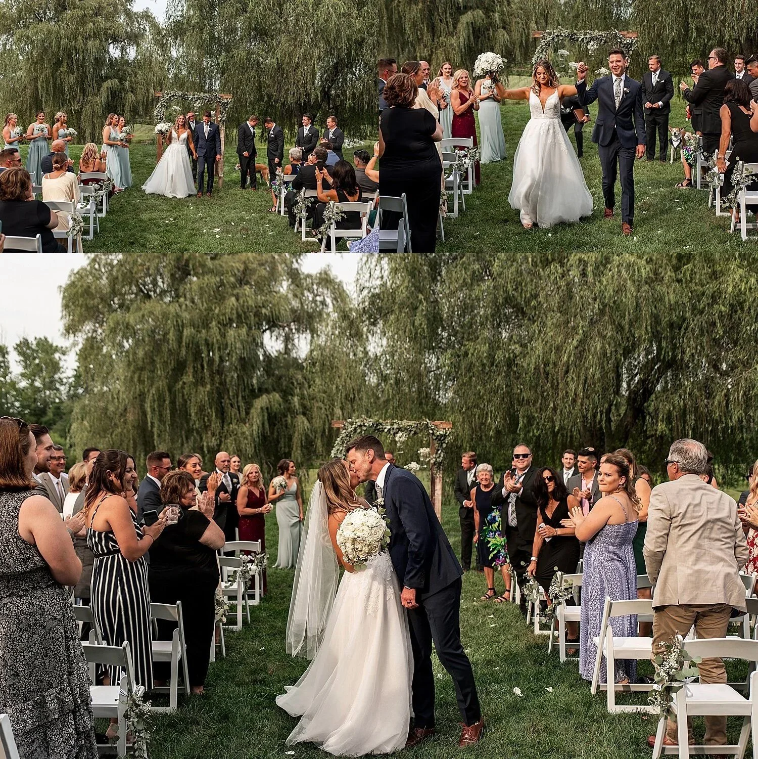 Wedding ceremony by the pond at The Barns at Wesleyan Hills
