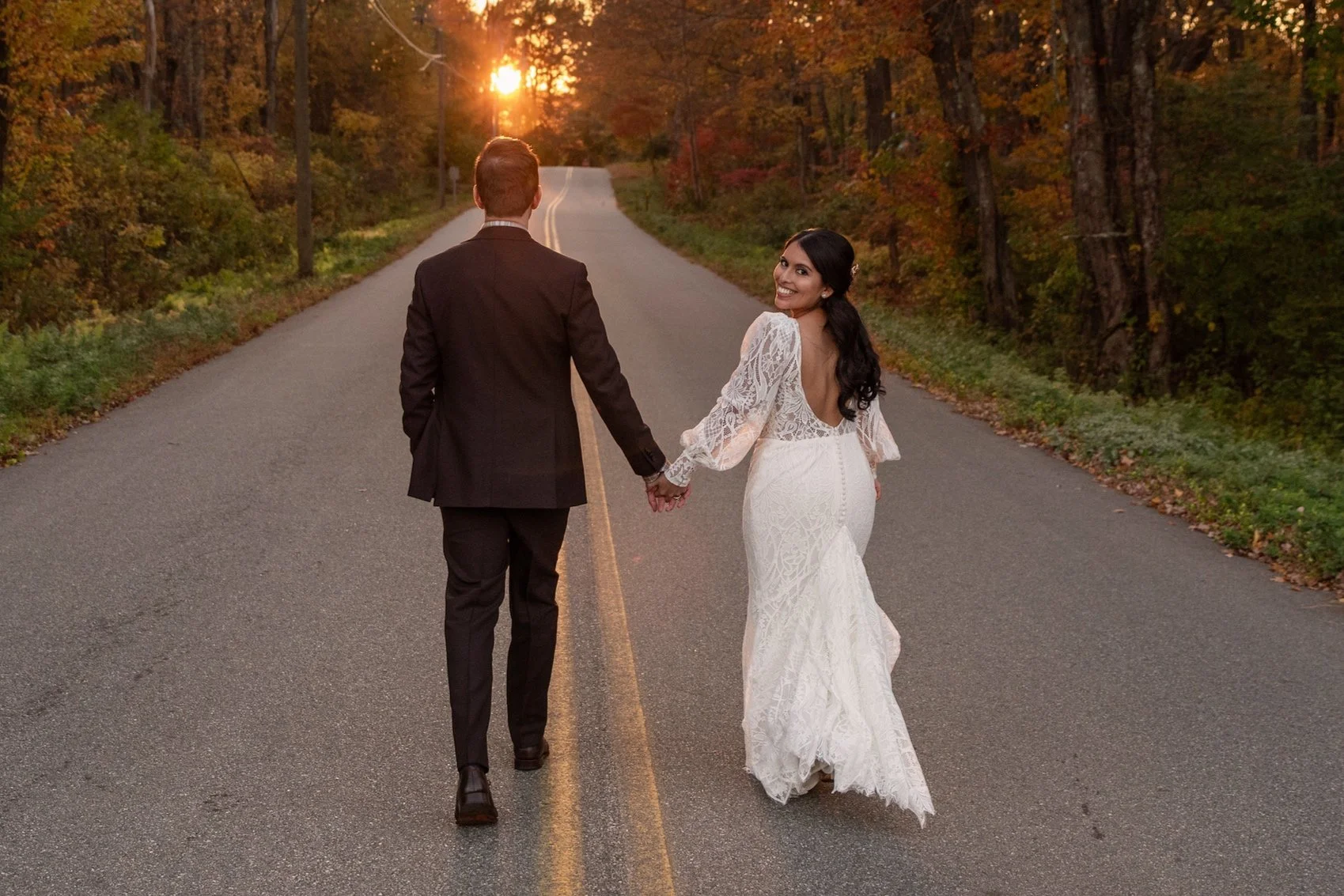 Sunset wedding portraits with Connecticut photographer