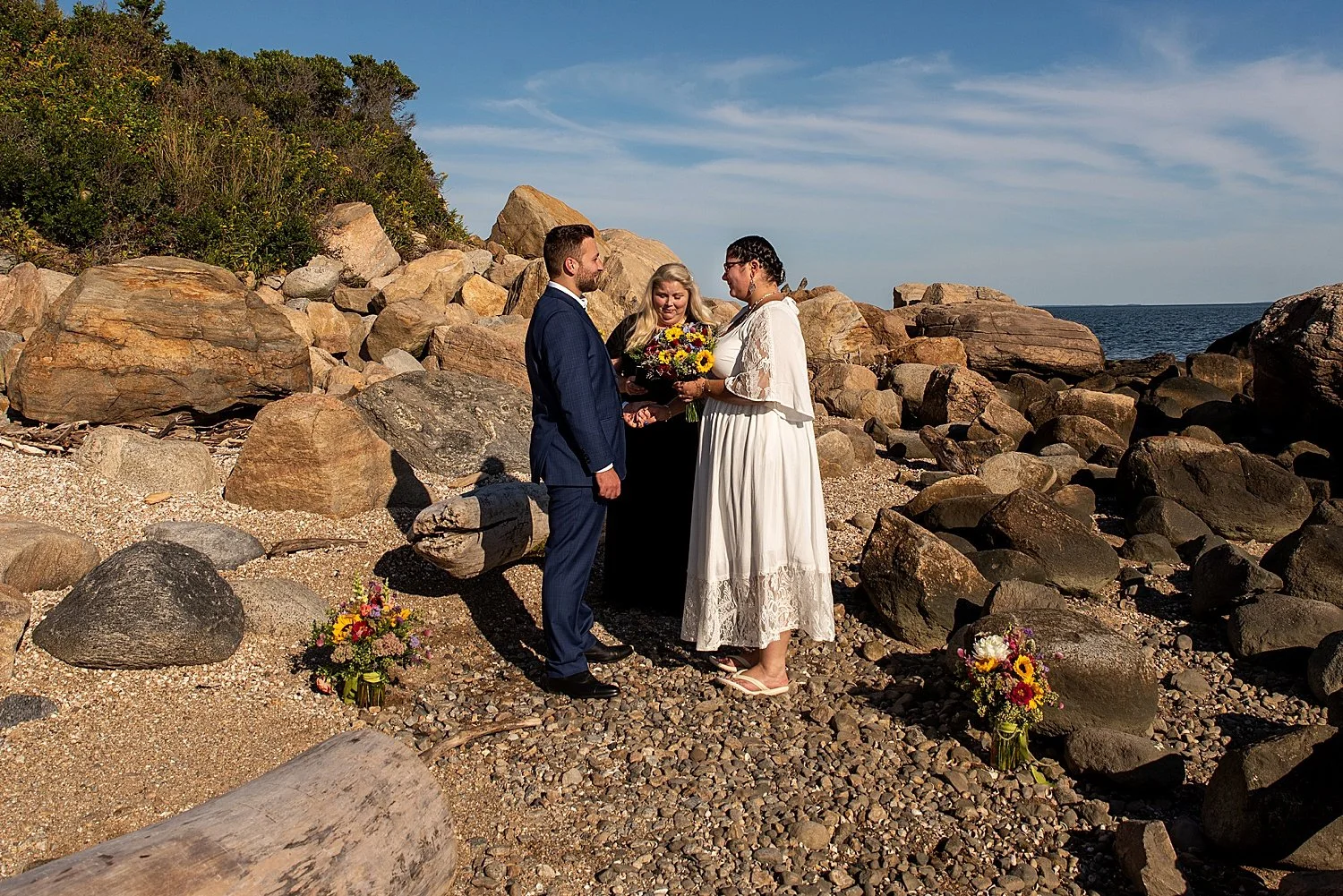 wedding ceremony on the beach in Connecticut