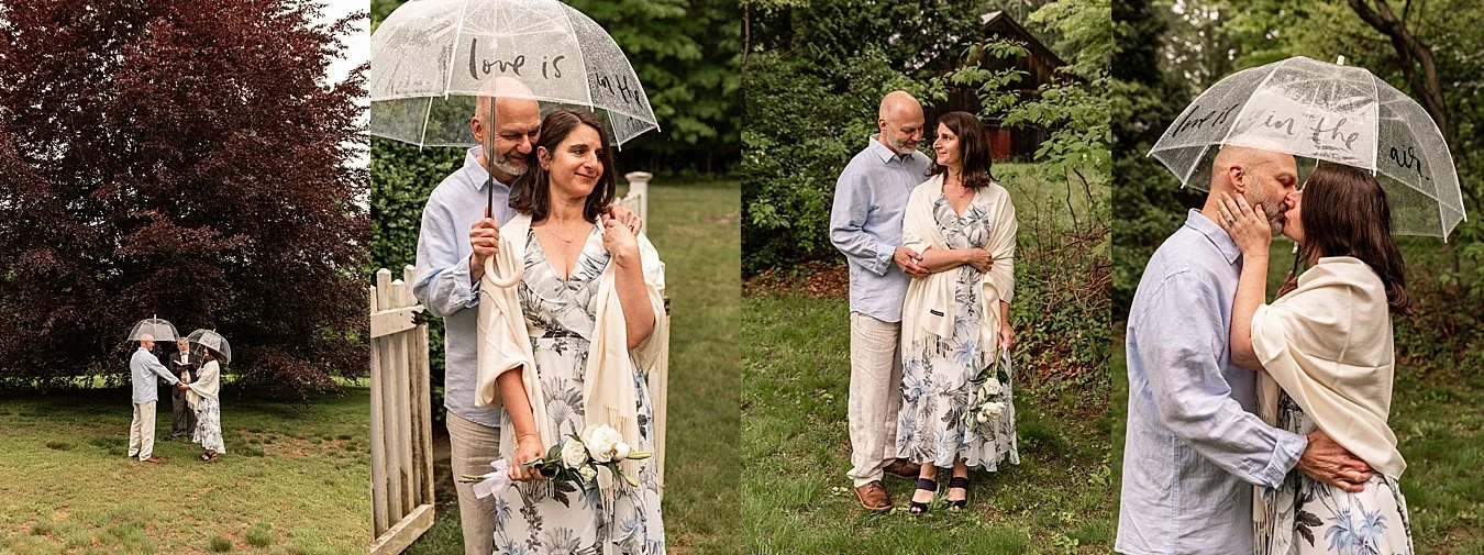 older couple elopes in the own backyard under their favorite tree with CT elopement photographer