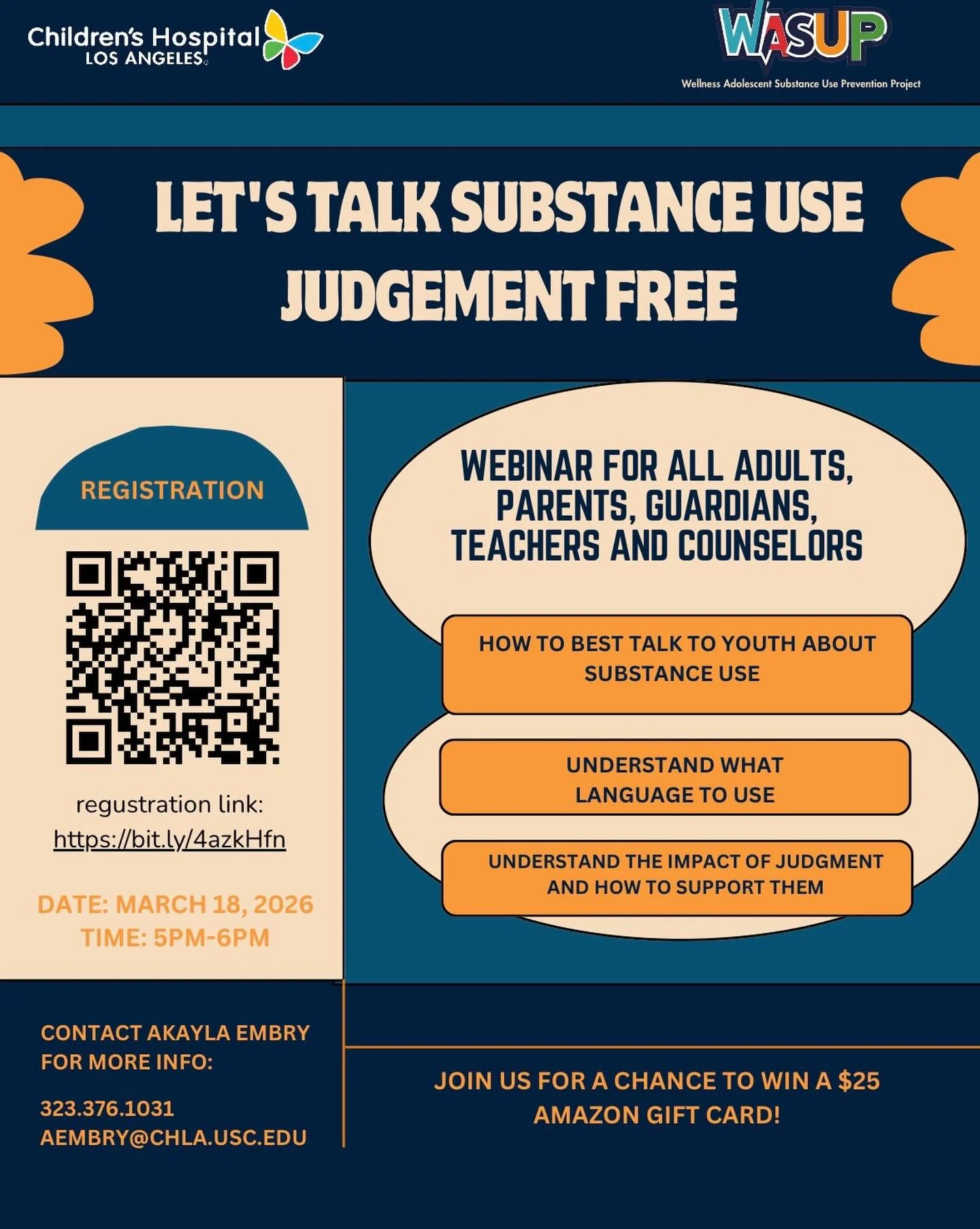 Let&rsquo;s talk about substance use &mdash; judgment free. 

Having open, honest, and supportive conversations with youth can make all the difference. Join us for a virtual webinar designed for parents, guardians, educators, counselors, and caring a