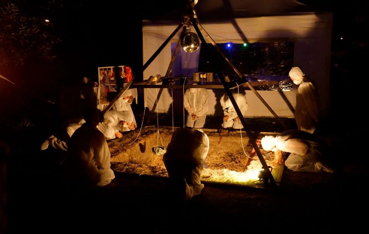 Katabasis: James Tabbush and Alexis Niarchos residency in the hole. Performance, sculptures and film.