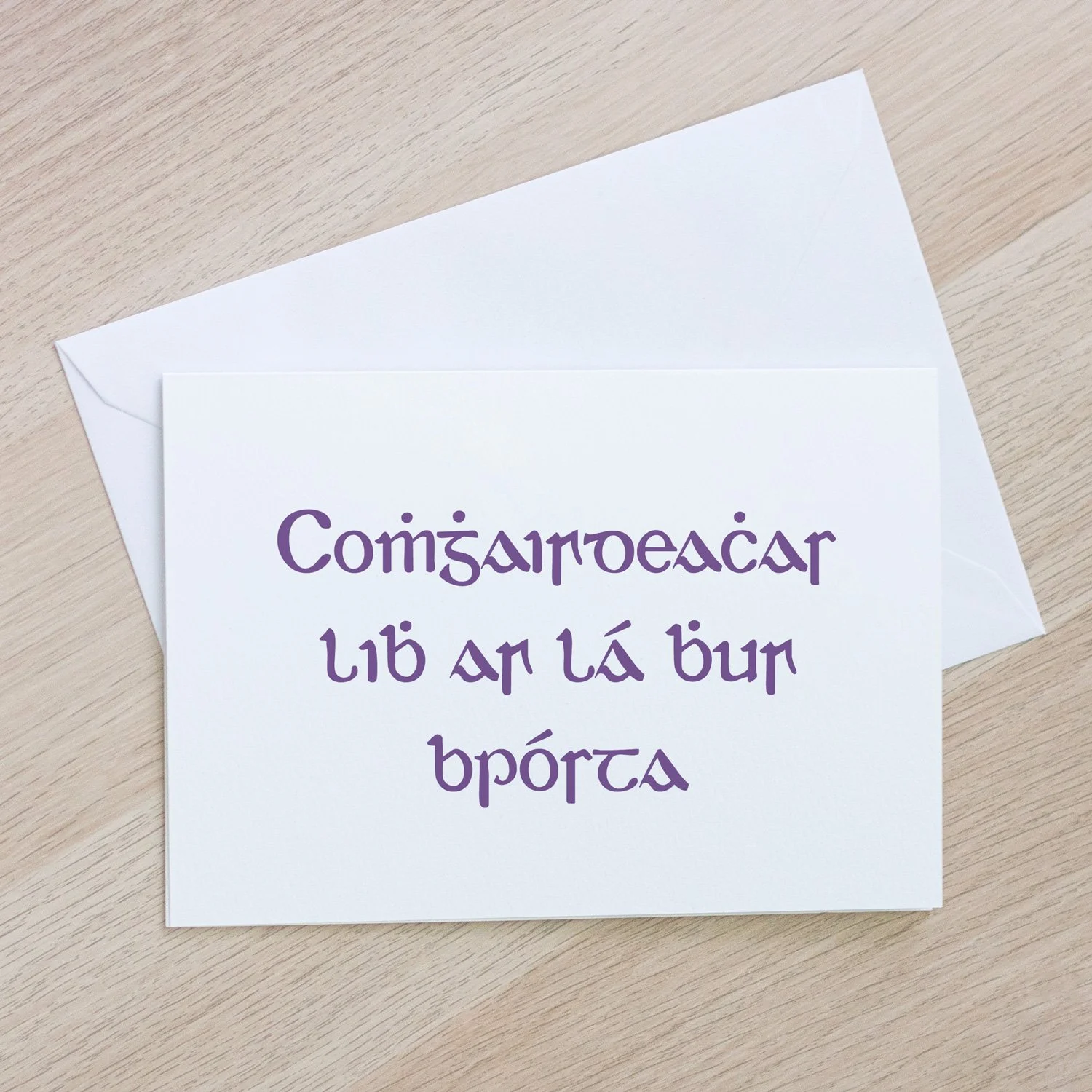 Comhghairdeachas libh ar lá bhur bpórta | Congratulations on your wedding  day - Card in Cló Gaelach — Nine Arrow, image size:1500x1500